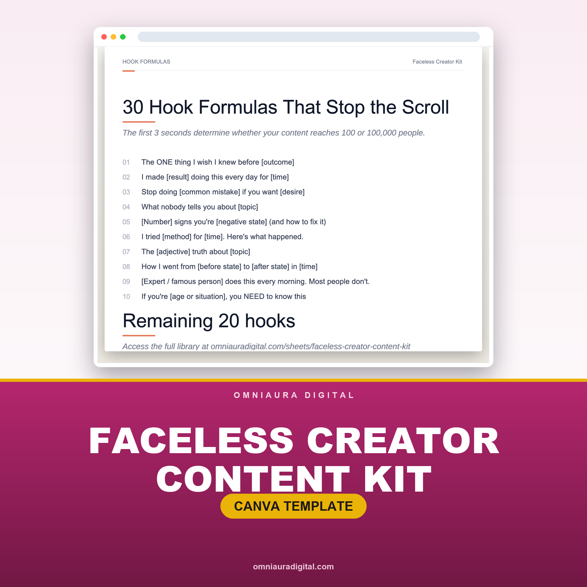 Faceless Creator Content Kit — Reels, Carousels & Scripts