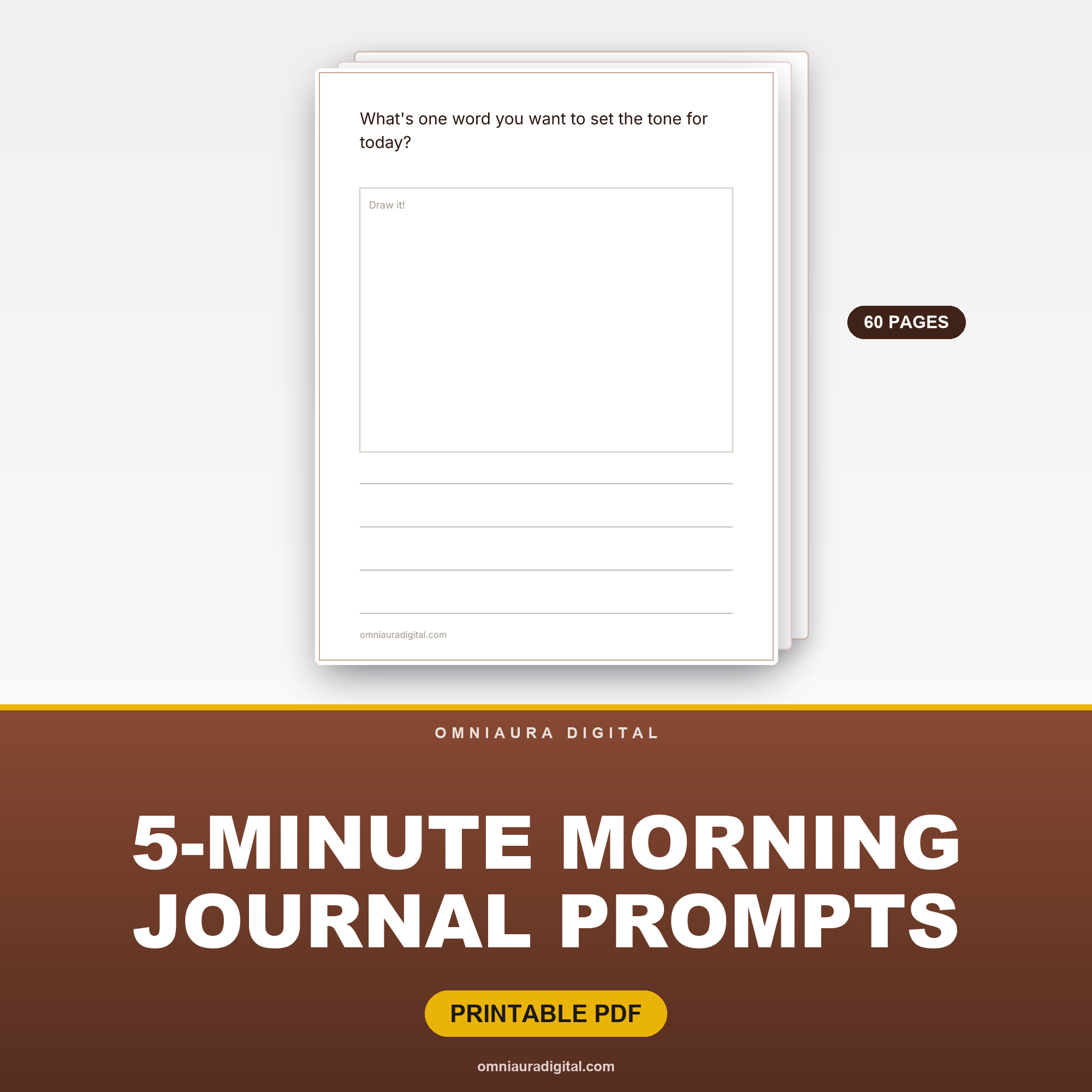 5-Minute Morning Journal Prompts — 60 Pages to Start the Day