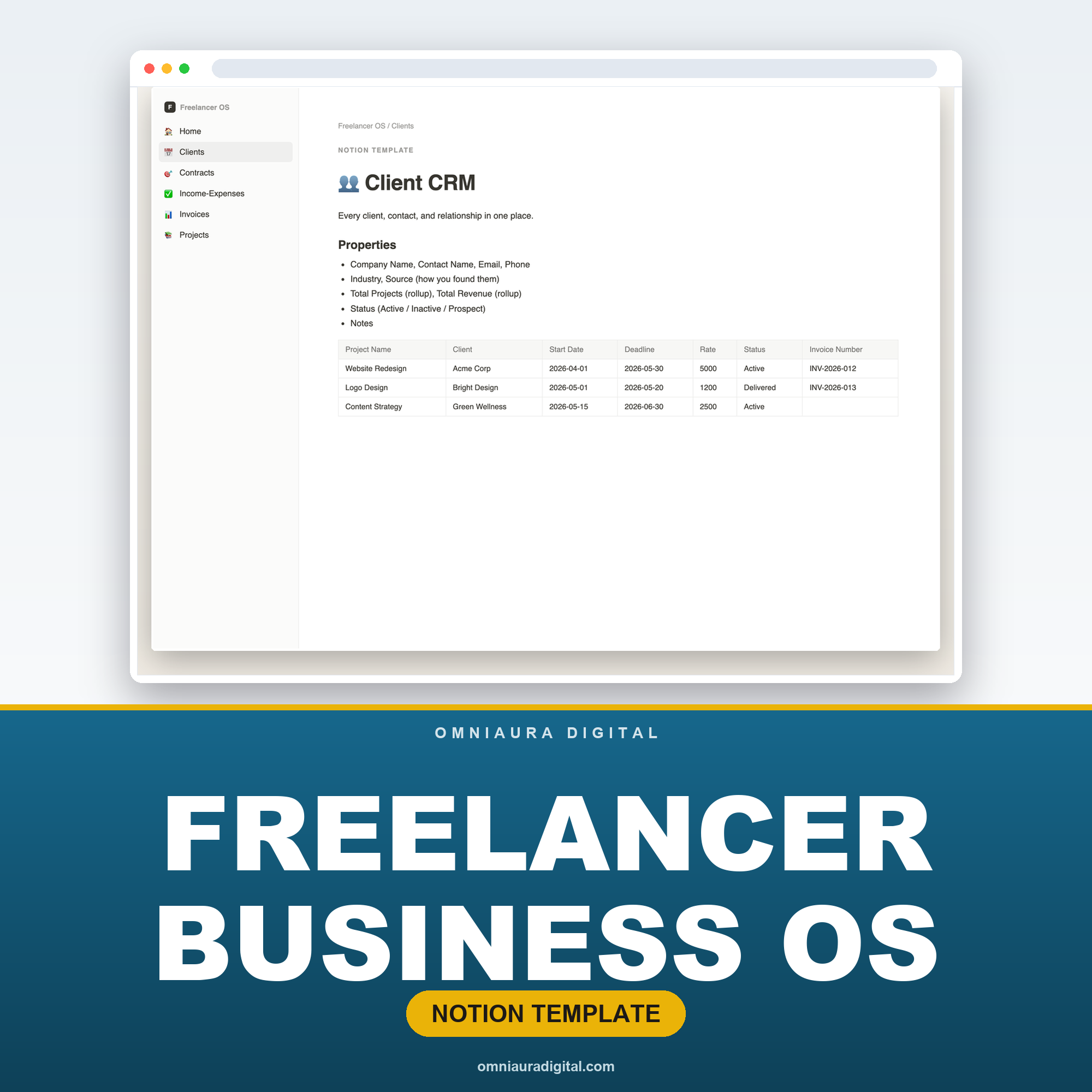 Freelancer Business OS — Clients, Invoices & Finance