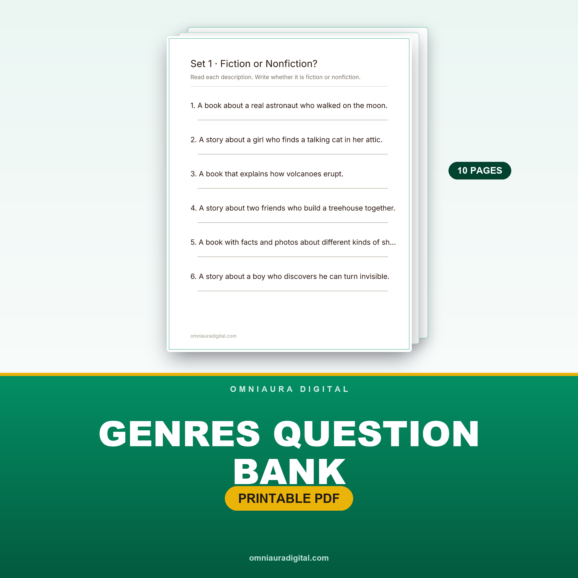 Genres Question Bank — 60 Questions (Grades 3-5)