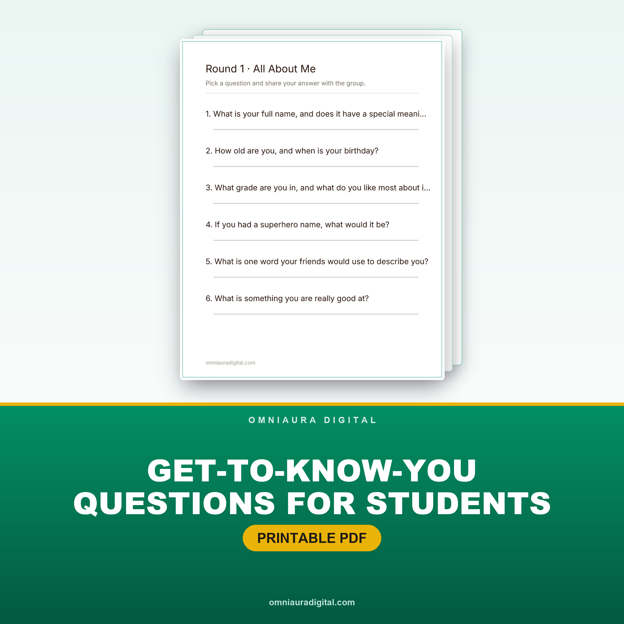 Get-to-Know-You Questions for Students — 120 Classroom Prompts