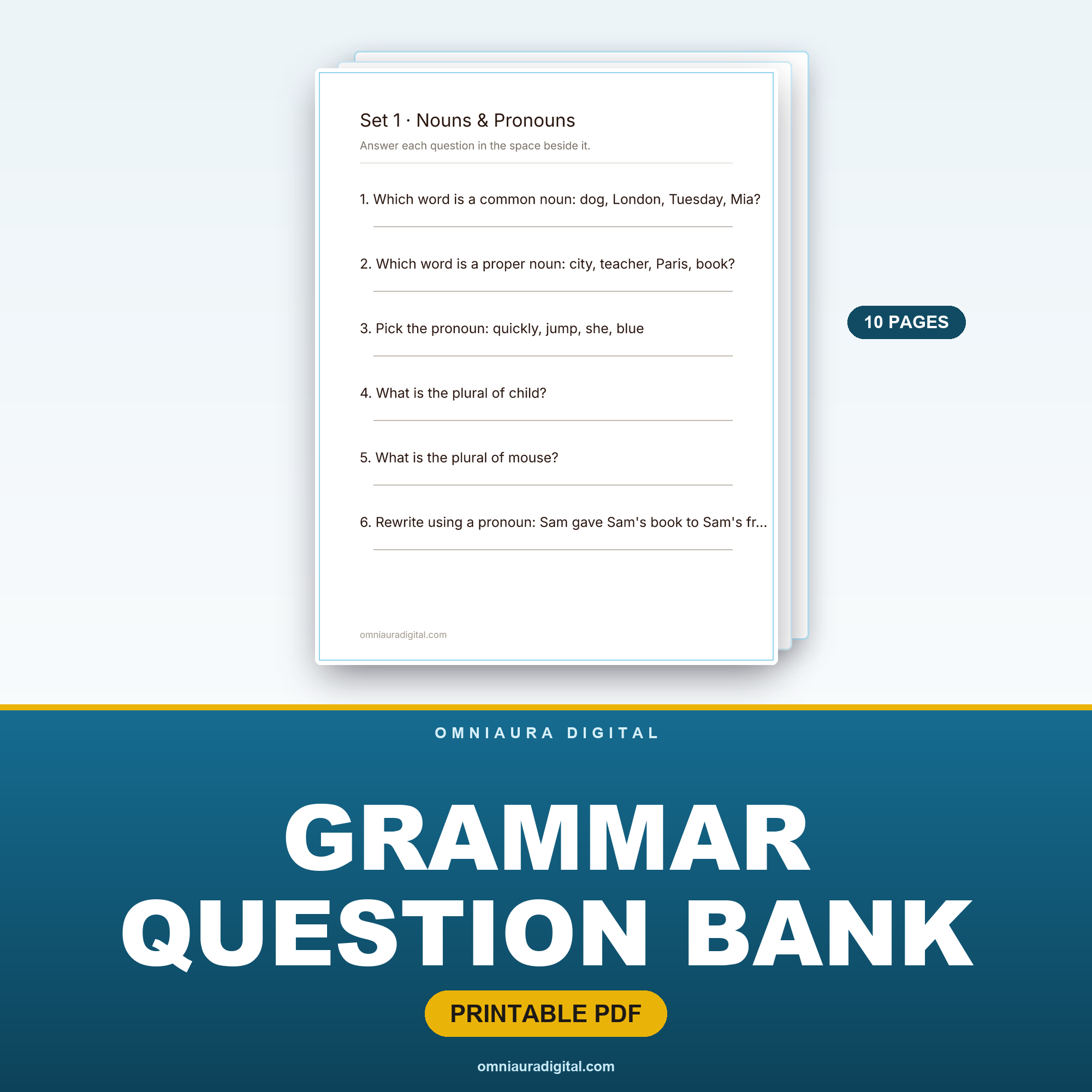 Grammar Question Bank — 60 Questions (Grades 3-5)