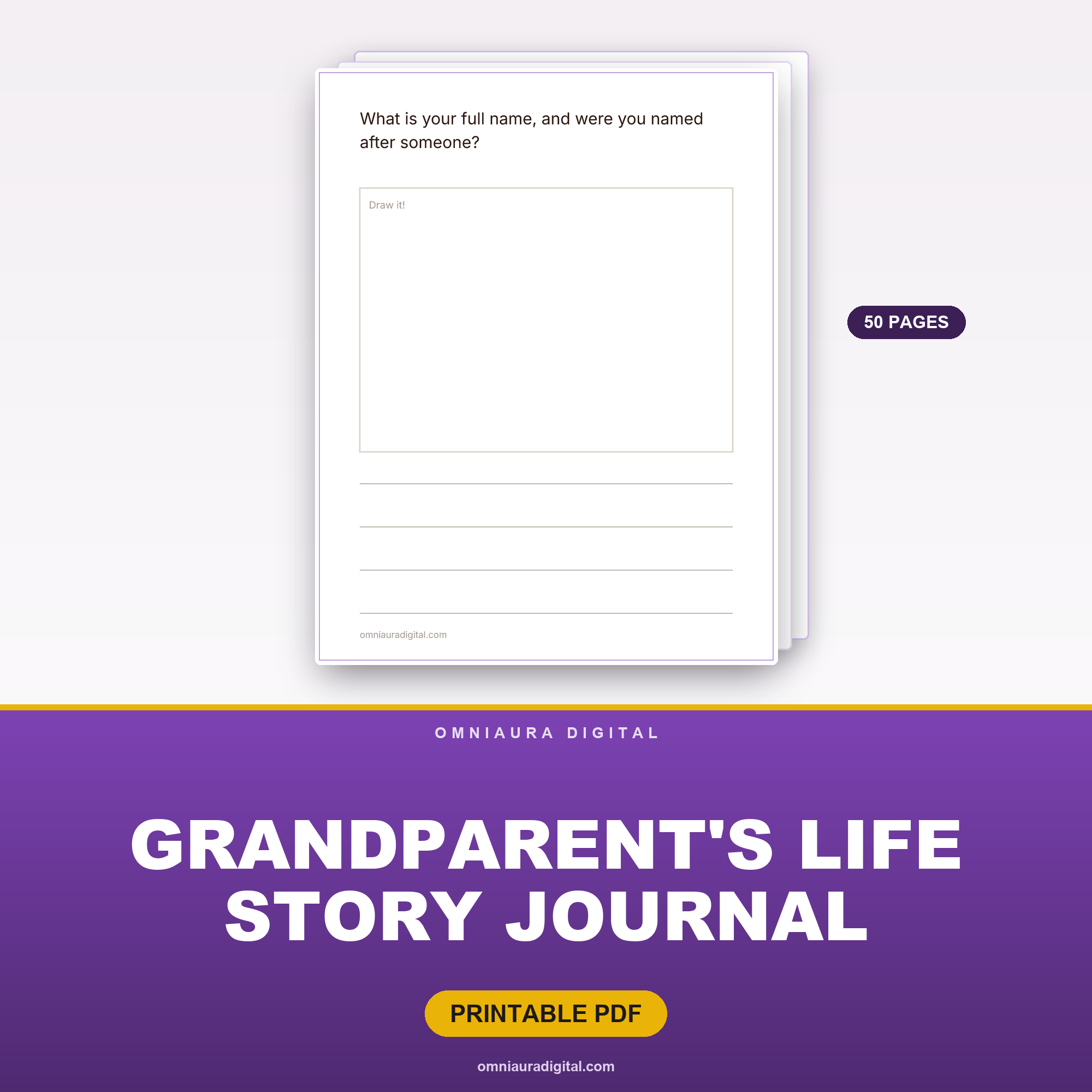 Grandparent's Life Story Journal — 50 Memories to Pass Down