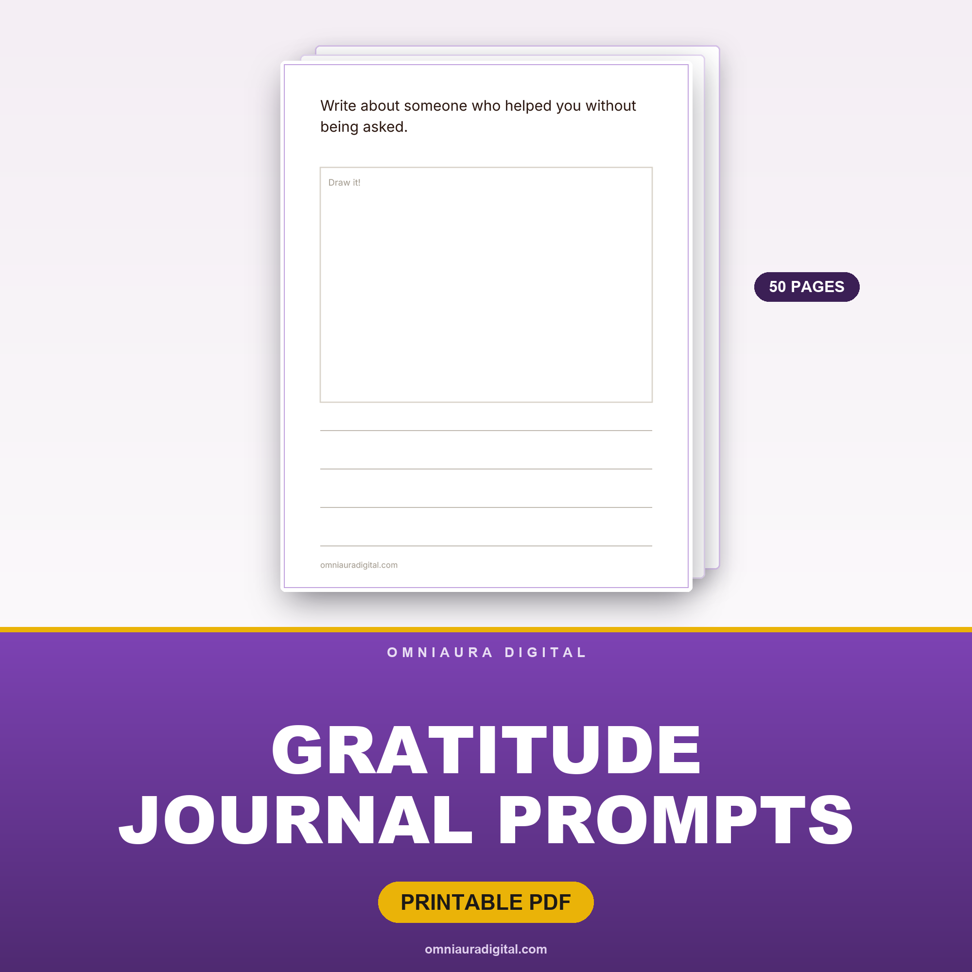 Gratitude Journal Prompts — 50 Pages for a Fuller Life