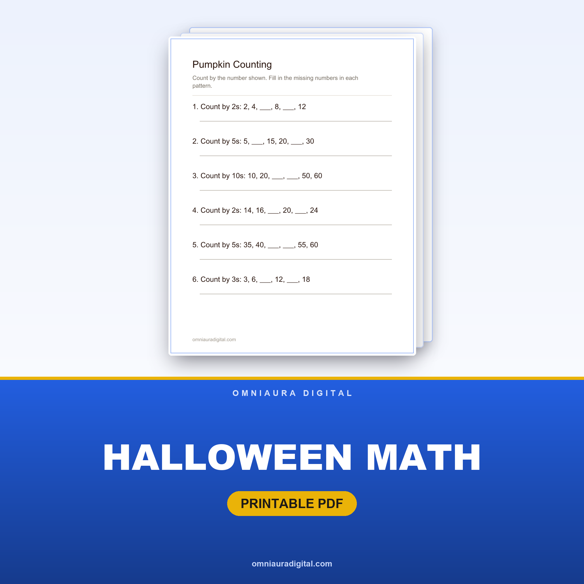 Halloween Math — Counting, Addition & Subtraction (Grades 1-3)