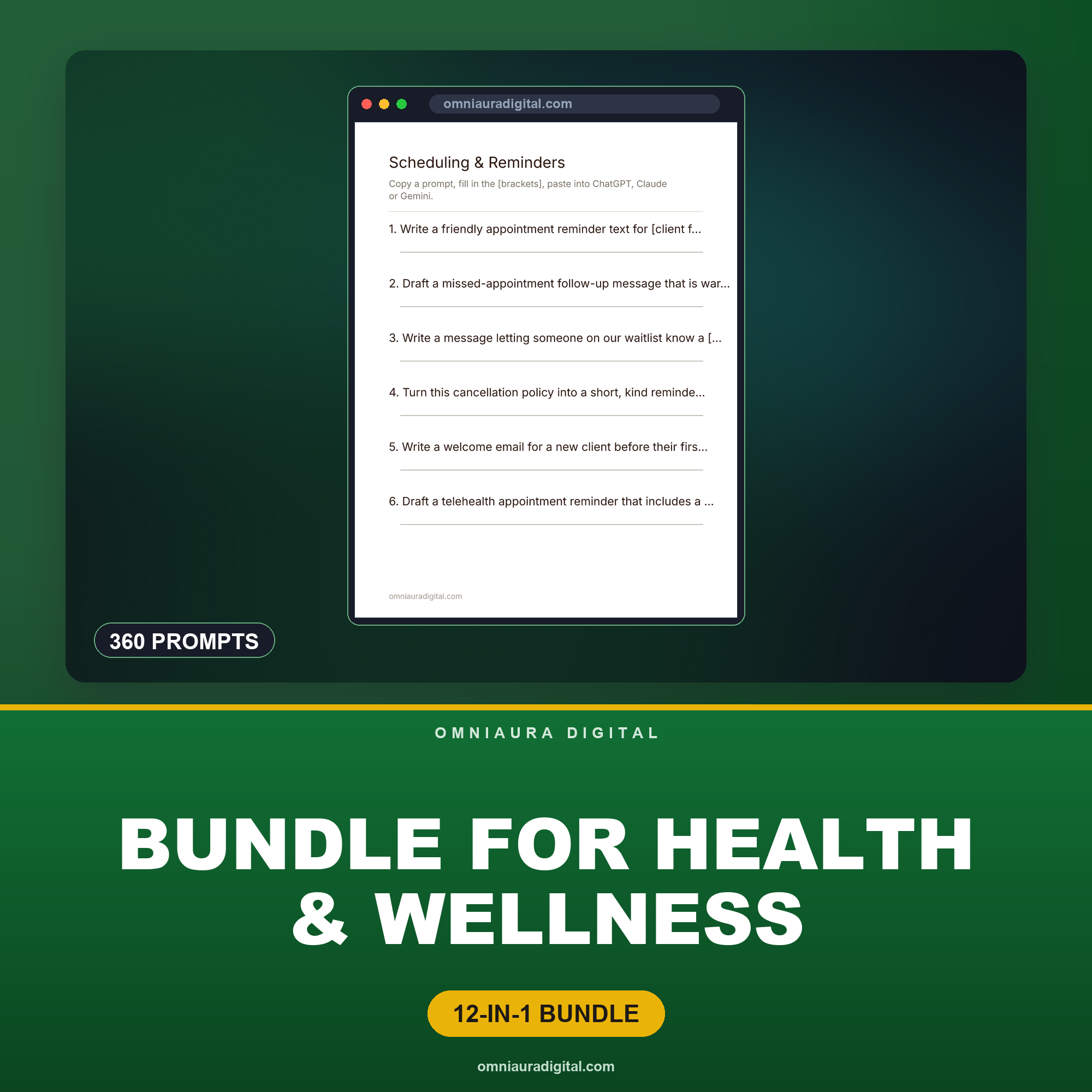 AI Prompt Pack Bundle for Health & Wellness — 12 Packs, 360 Prompts