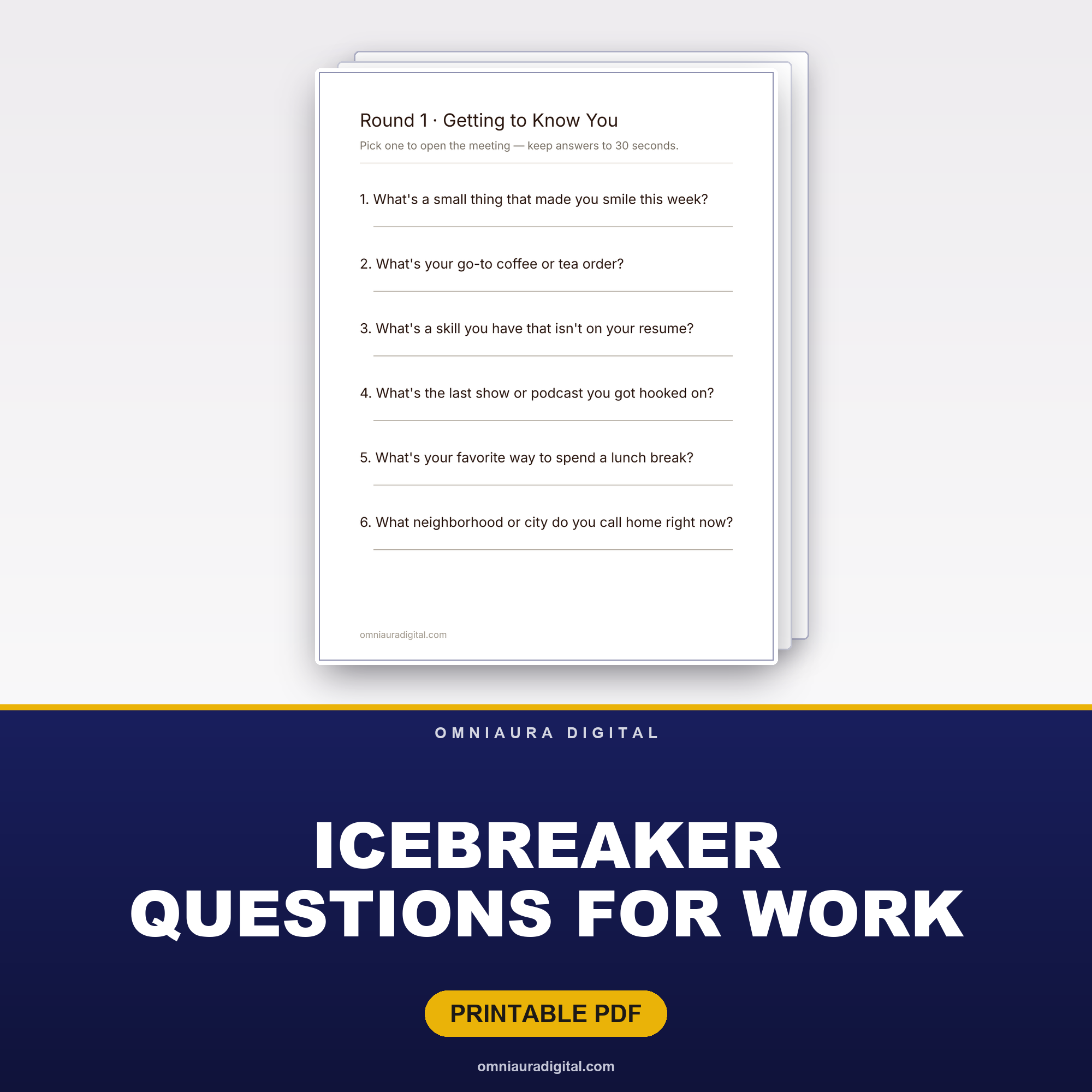 Icebreaker Questions for Work — 120 Team-Building Prompts