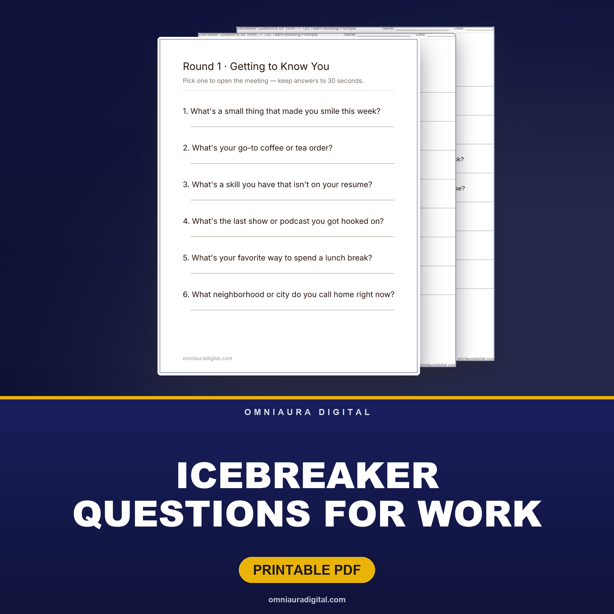 Icebreaker Questions for Work — 120 Team-Building Prompts