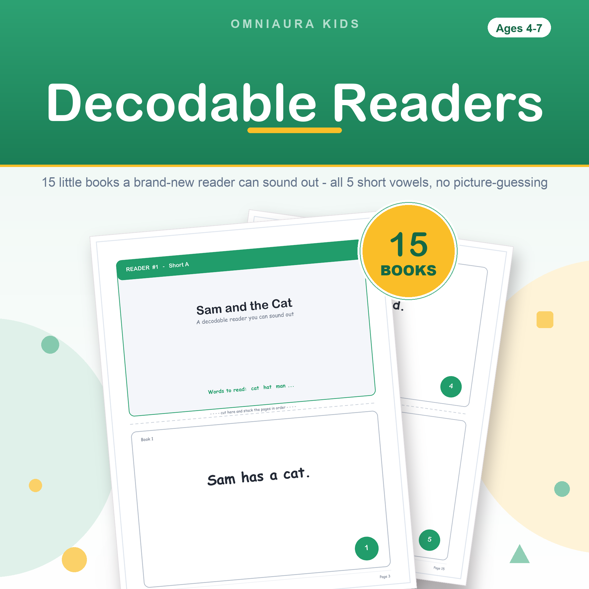 CVC Decodable Readers Printable — 15 Short-Vowel Mini-Books