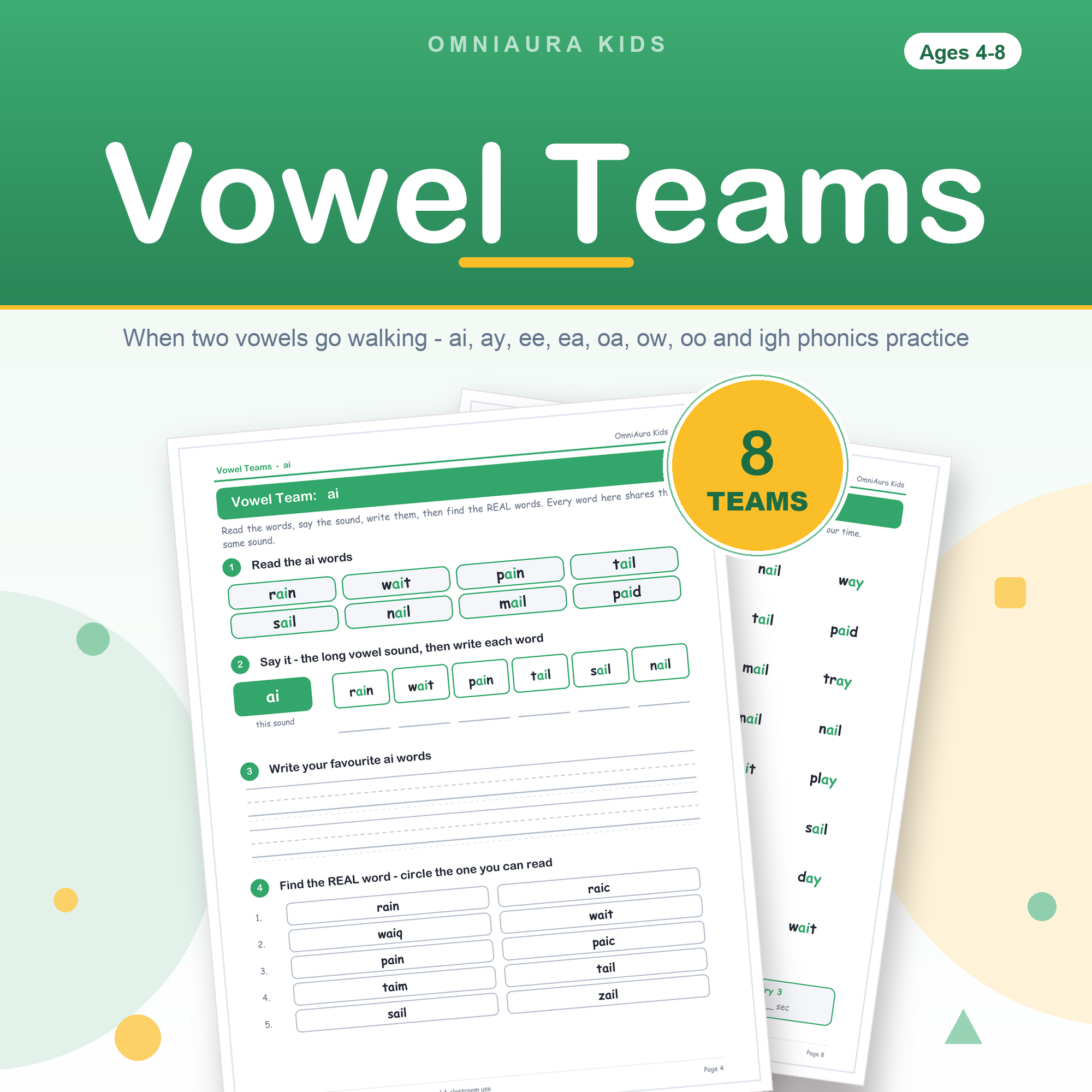 Vowel Teams Worksheets