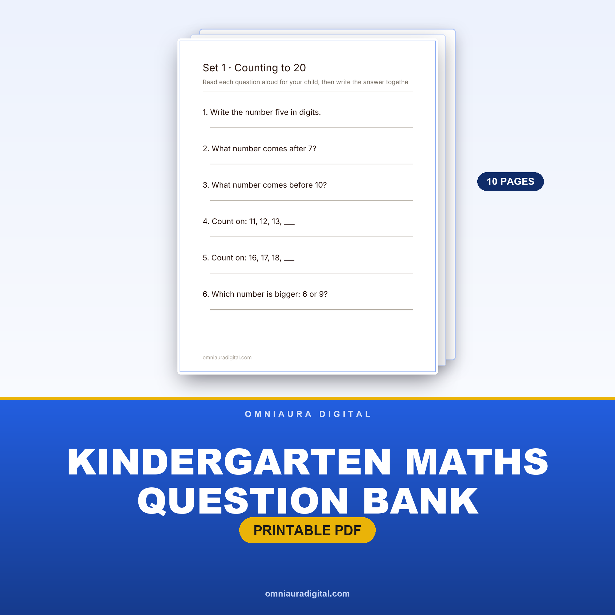 Kindergarten Maths Question Bank — 60 Curriculum-Style Questions
