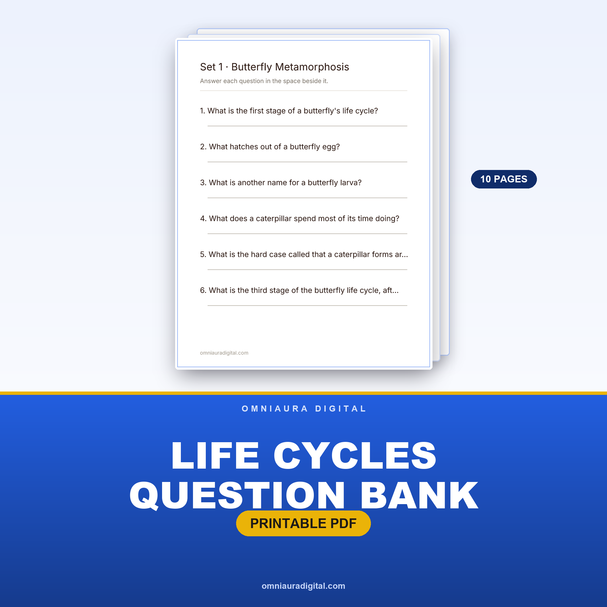 Life Cycles Question Bank — 60 Practice Questions (Grades 2-5)