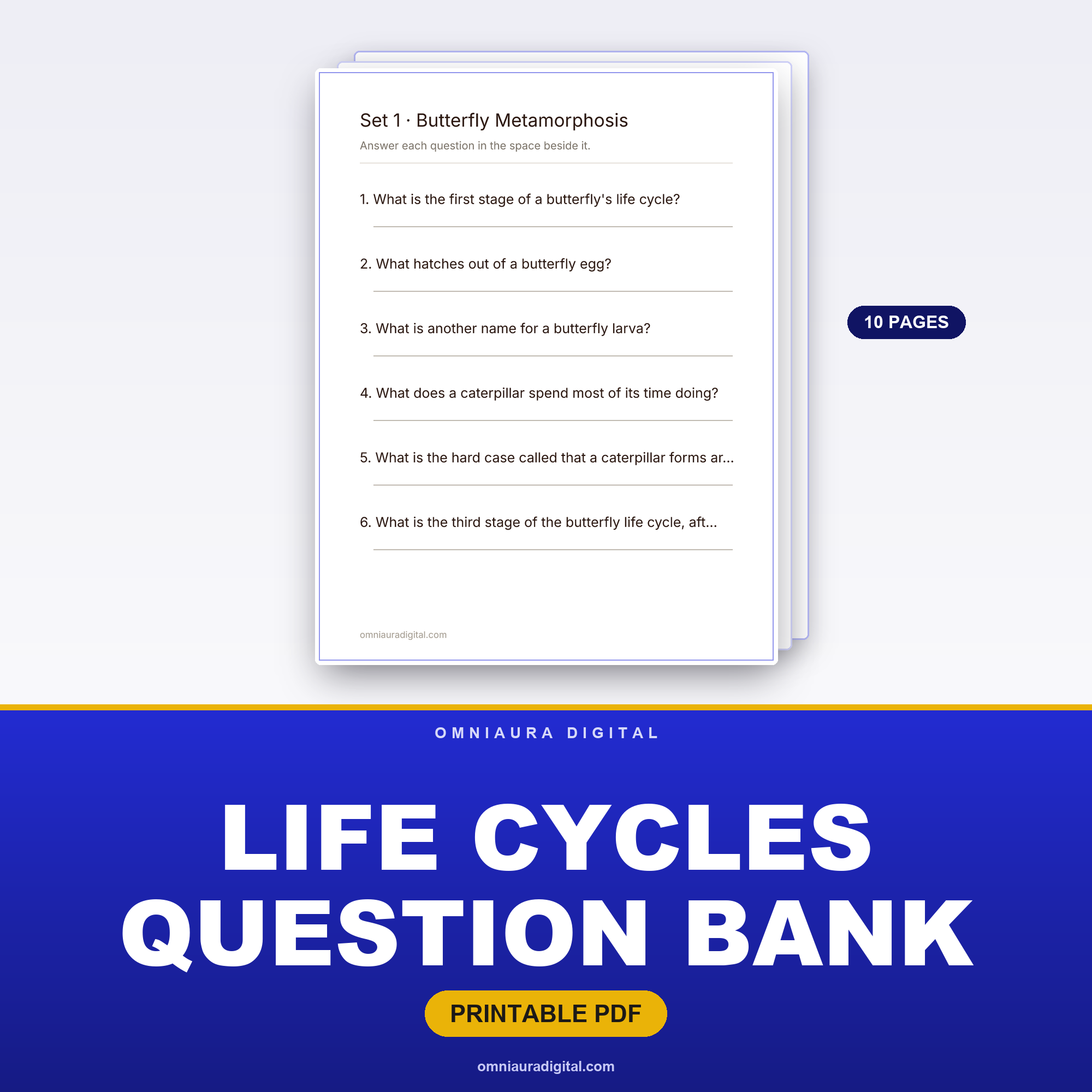 Life Cycles Question Bank — 60 Practice Questions (Grades 2-5)