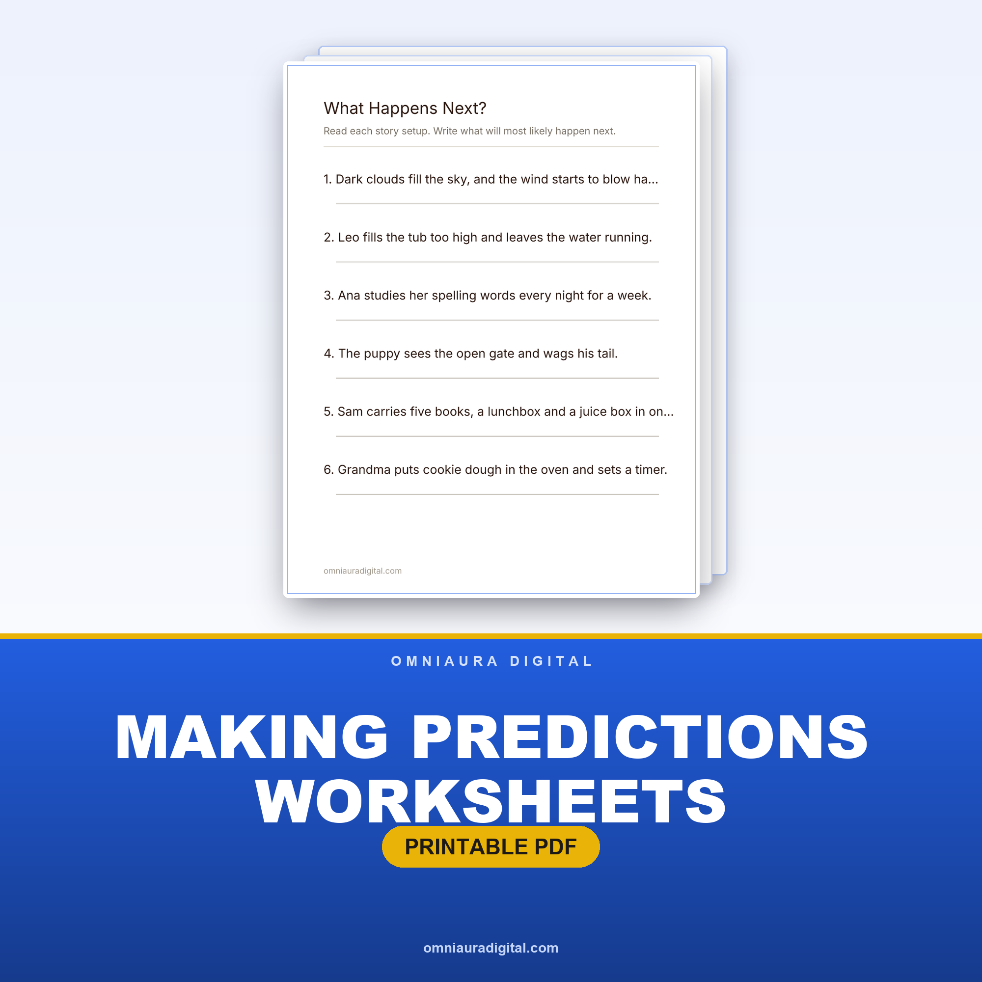 Making Predictions Worksheets — What Happens Next? (Grades 2-3)