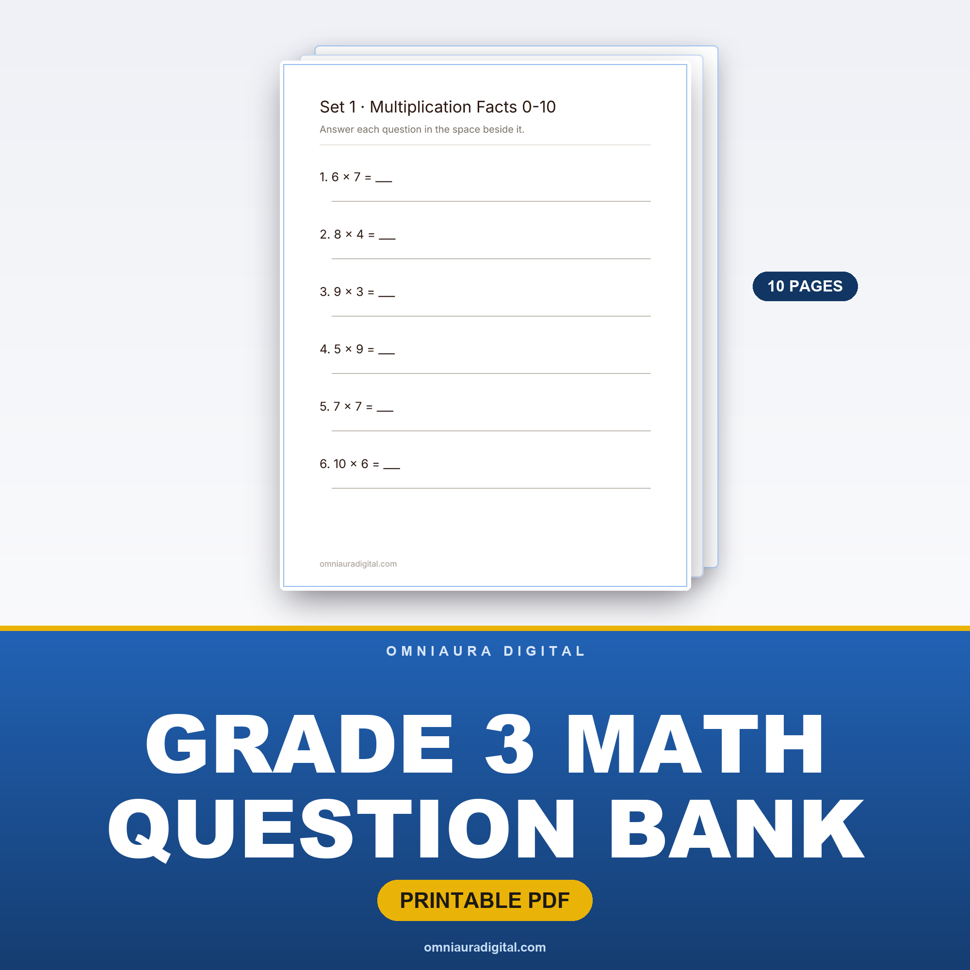 Grade 3 Math Question Bank — 60 Practice Questions