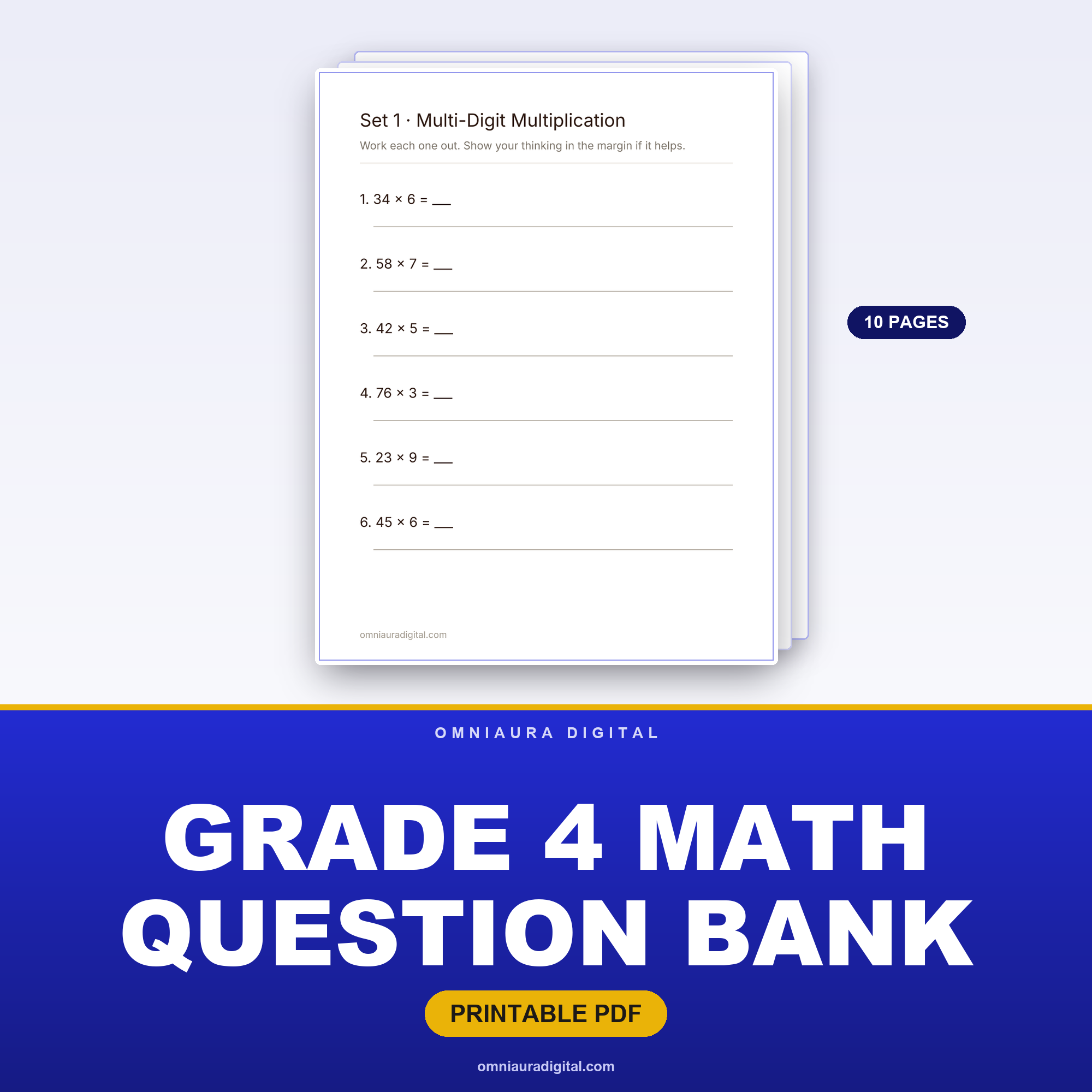 Grade 4 Math Question Bank — 60 Practice Questions