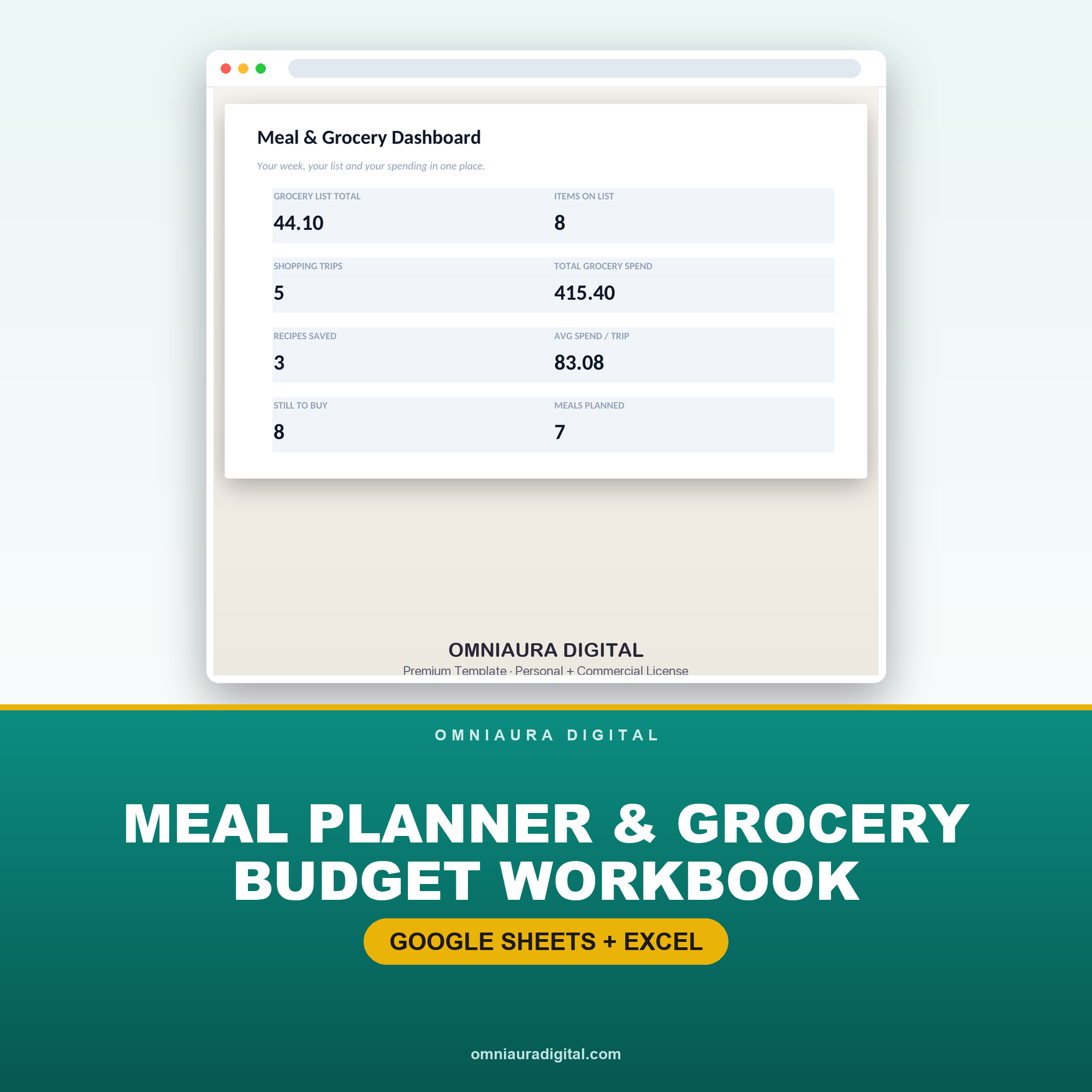Meal Planner & Grocery Budget Workbook