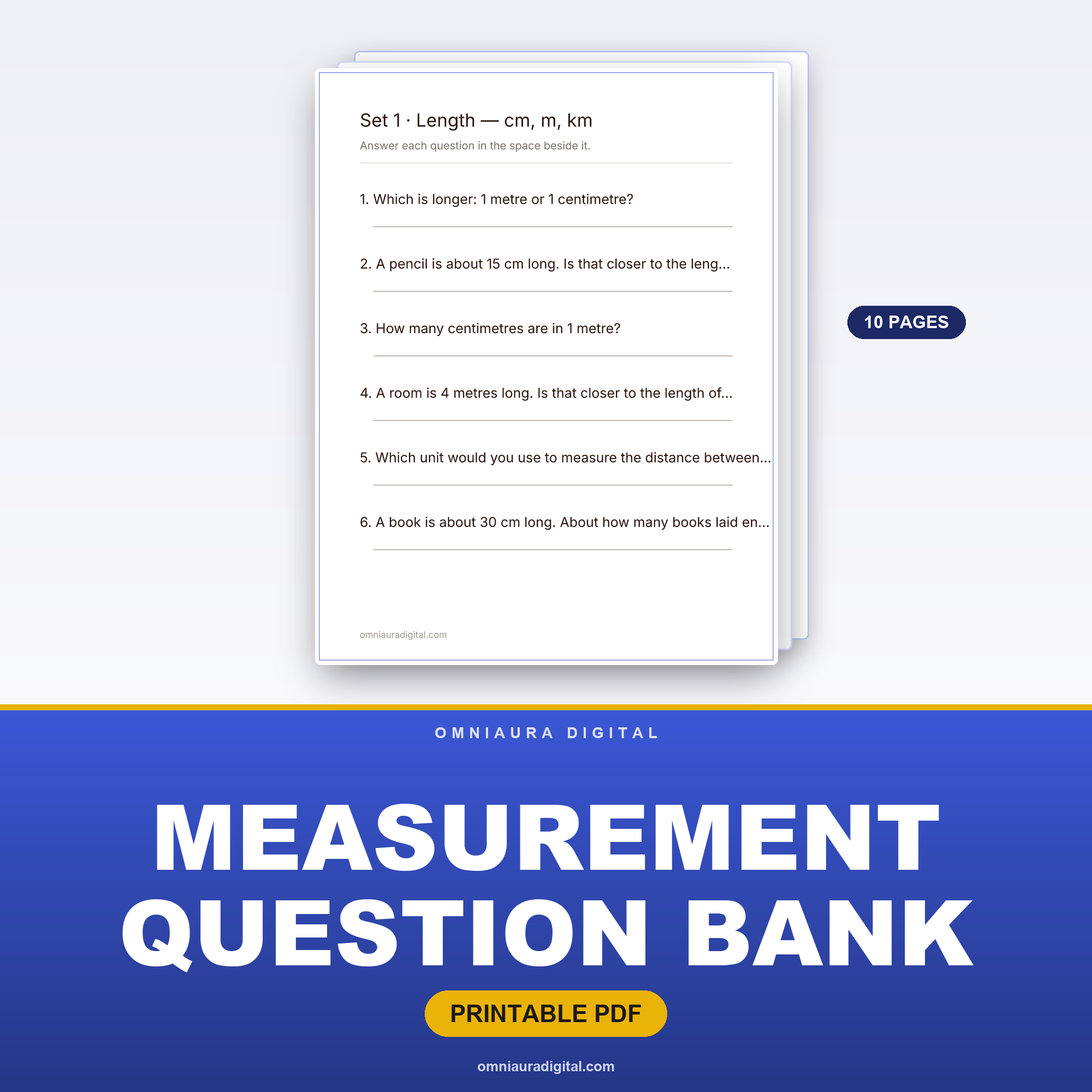 Measurement Question Bank — 60 Practice Questions (Grades 2-4)