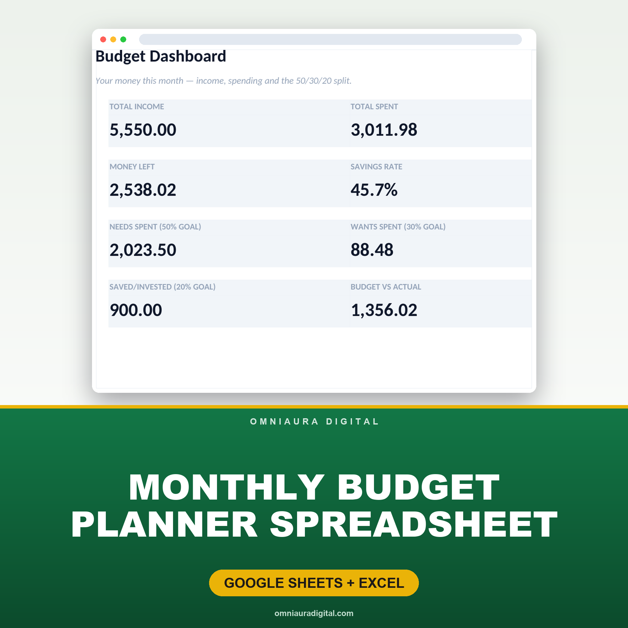 Monthly Budget Planner Spreadsheet