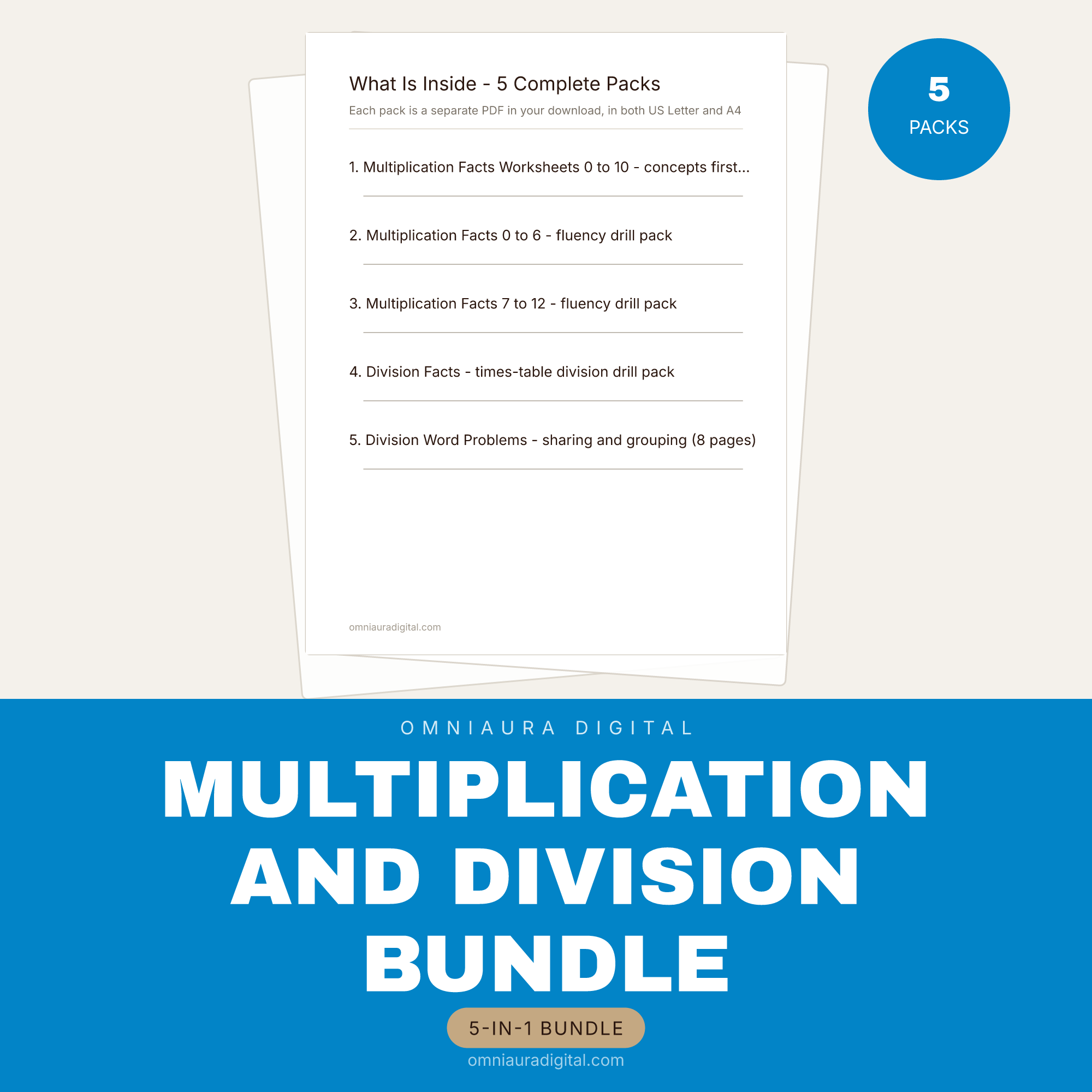 Multiplication and Division Bundle (5 Packs)
