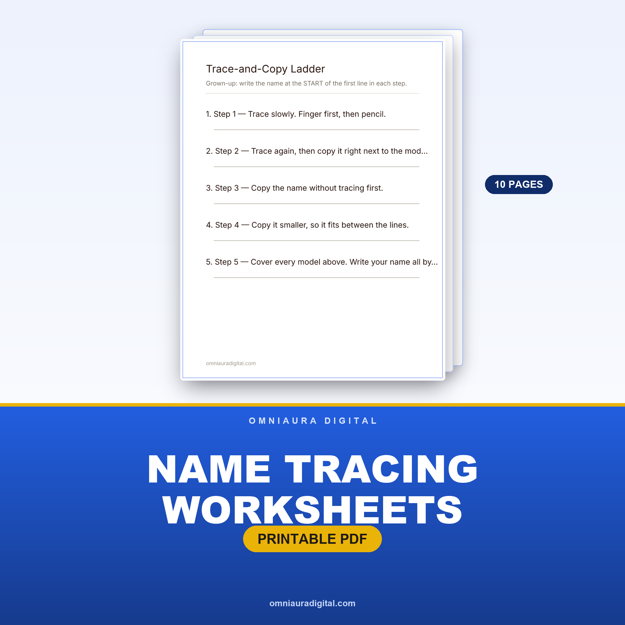 Name Tracing Worksheets — Preschool Name Writing Practice