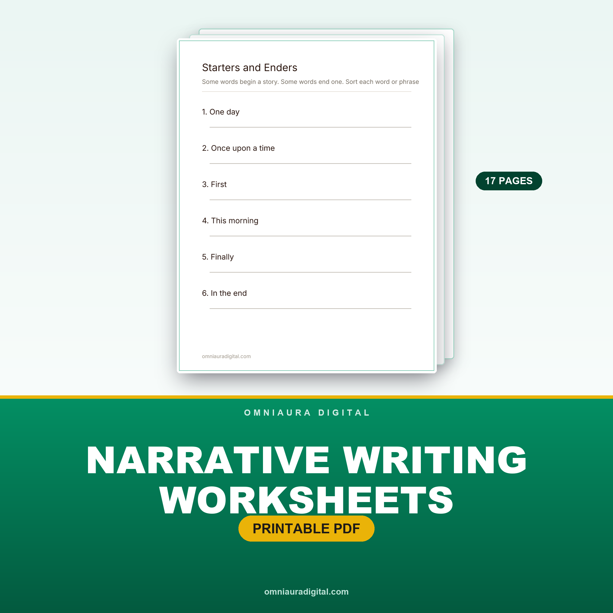 Narrative Writing Worksheets — Beginning, Middle, End
