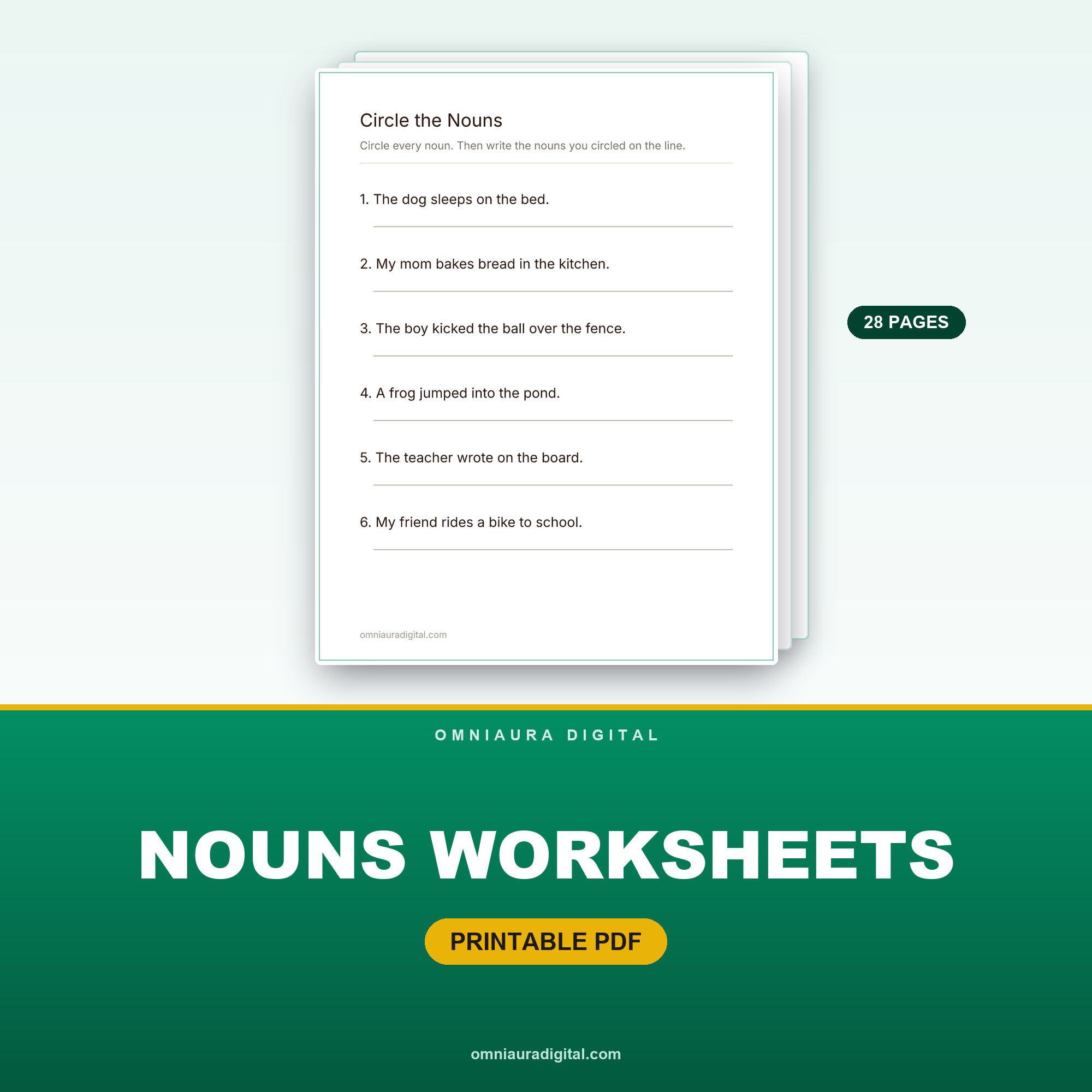 Nouns Worksheets — Common, Proper & Plural