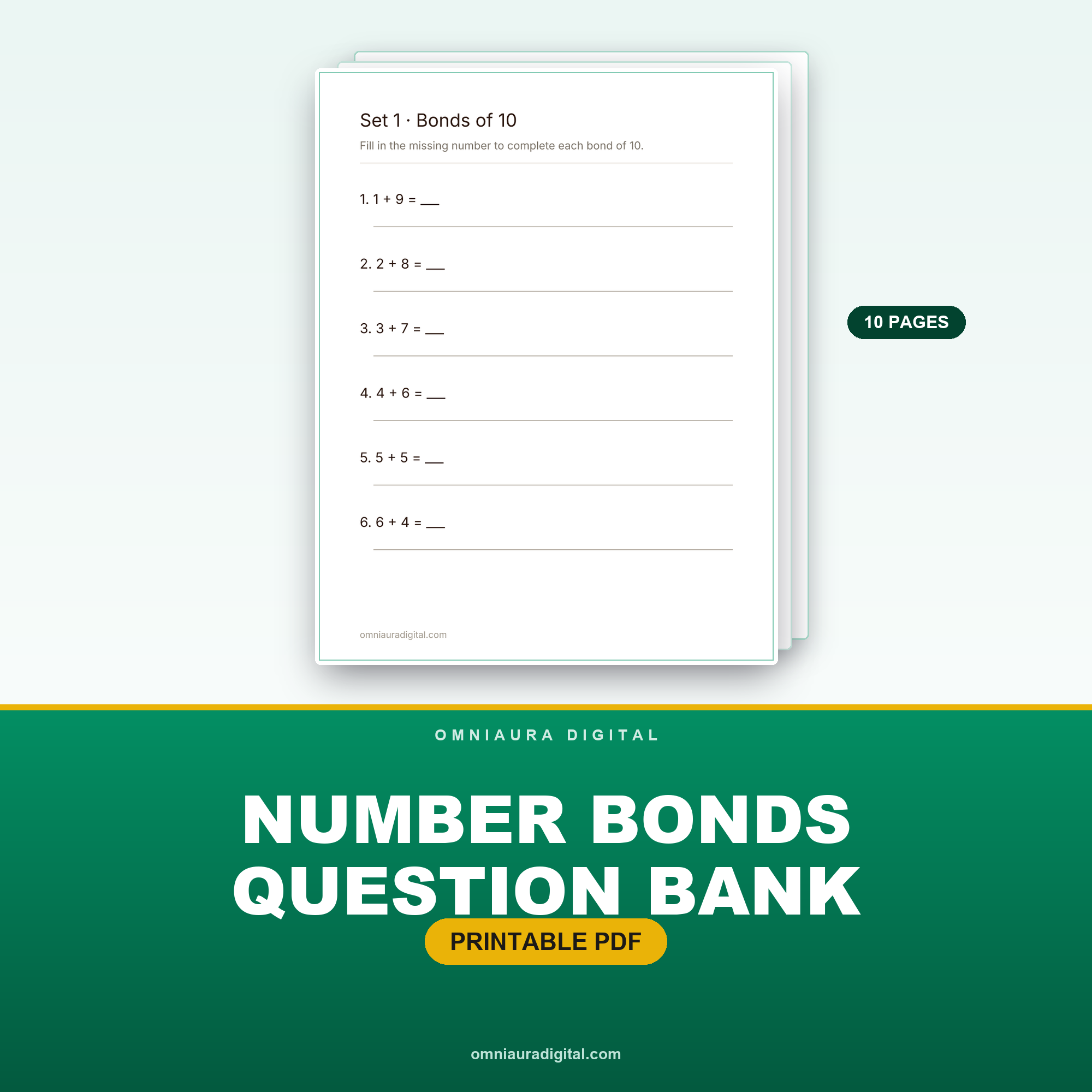 Number Bonds Question Bank — 60 Questions (Grades K-2)