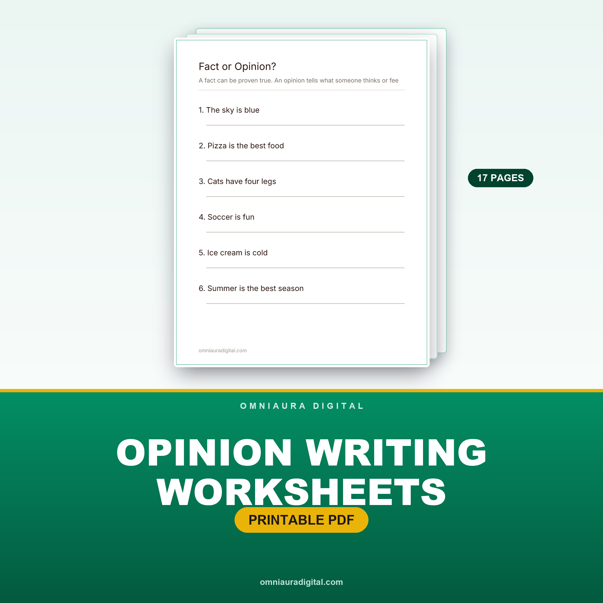 Opinion Writing Worksheets — OREO Framework K-2