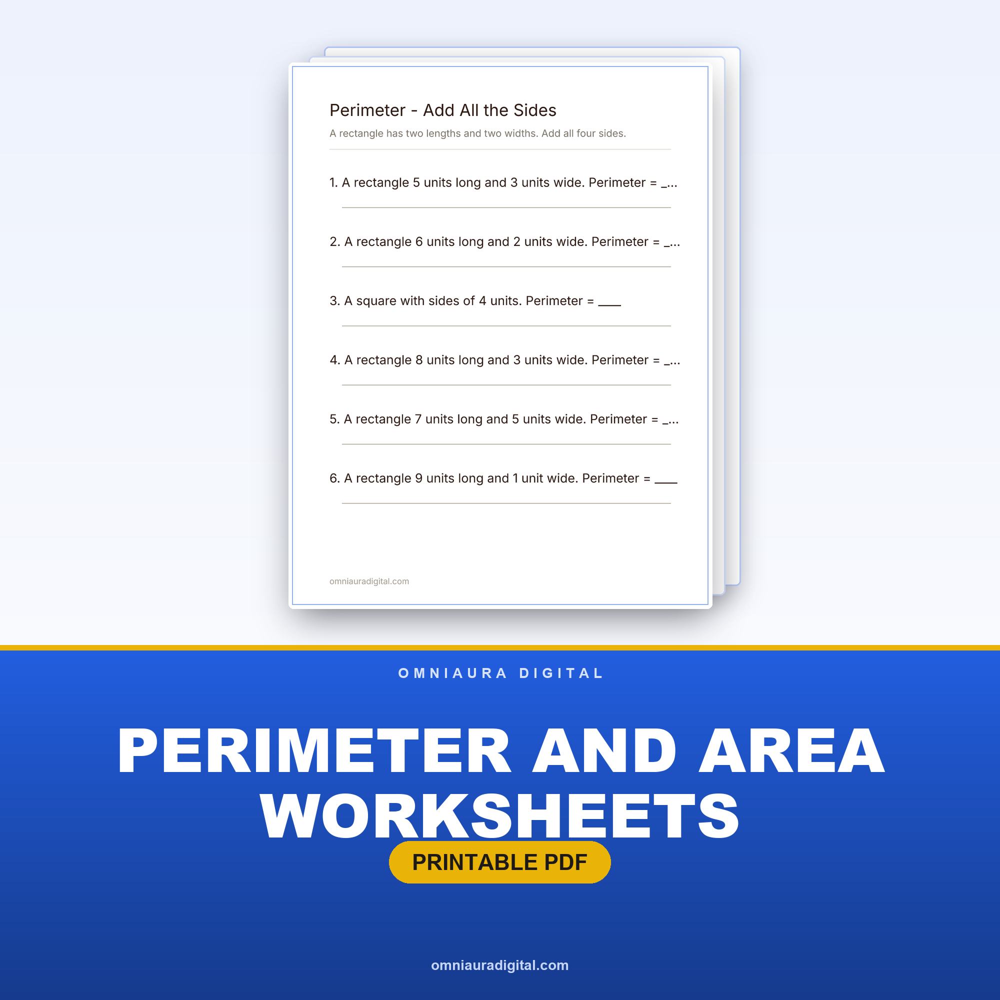 Perimeter and Area Worksheets — Rectangles First