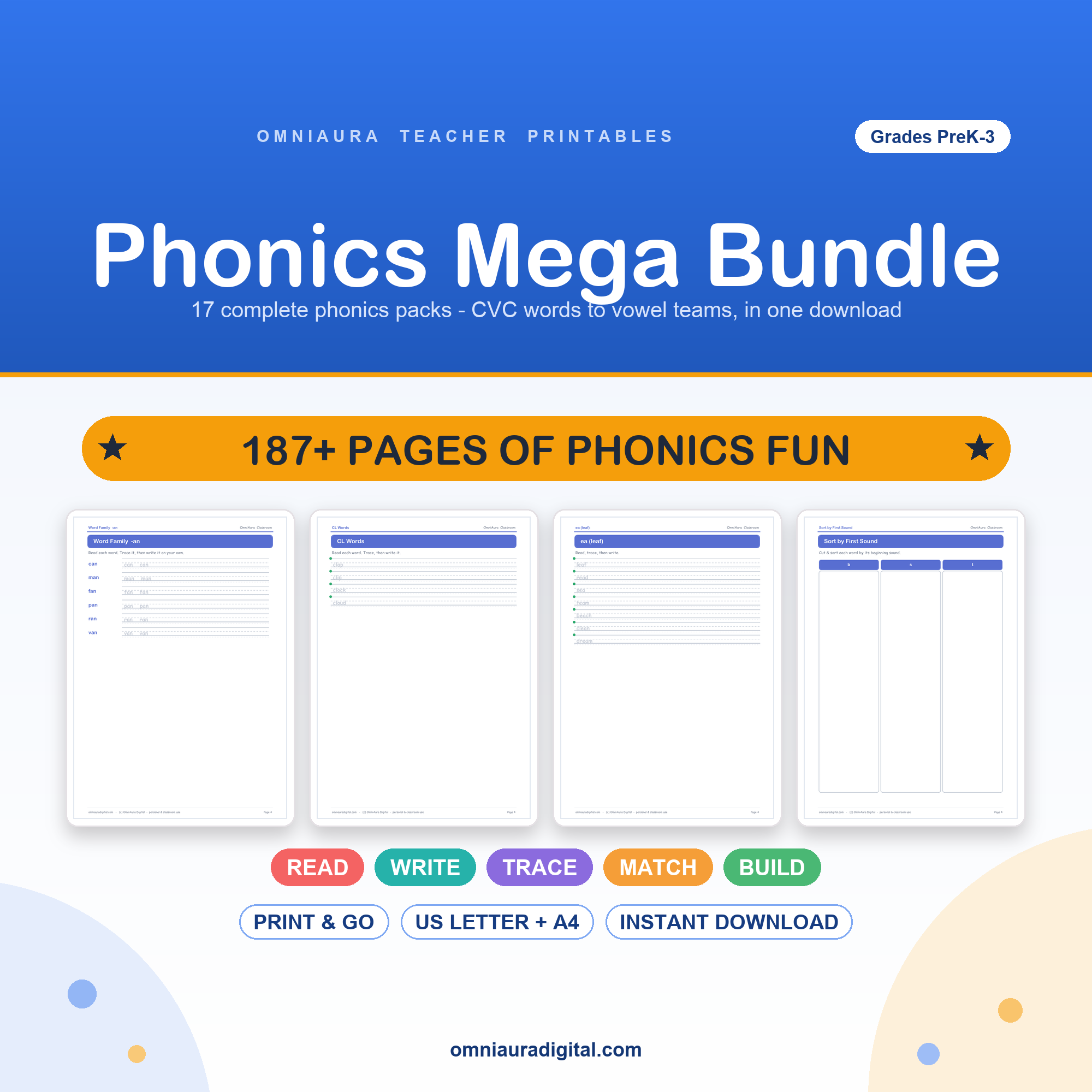 Phonics Worksheets Mega Bundle