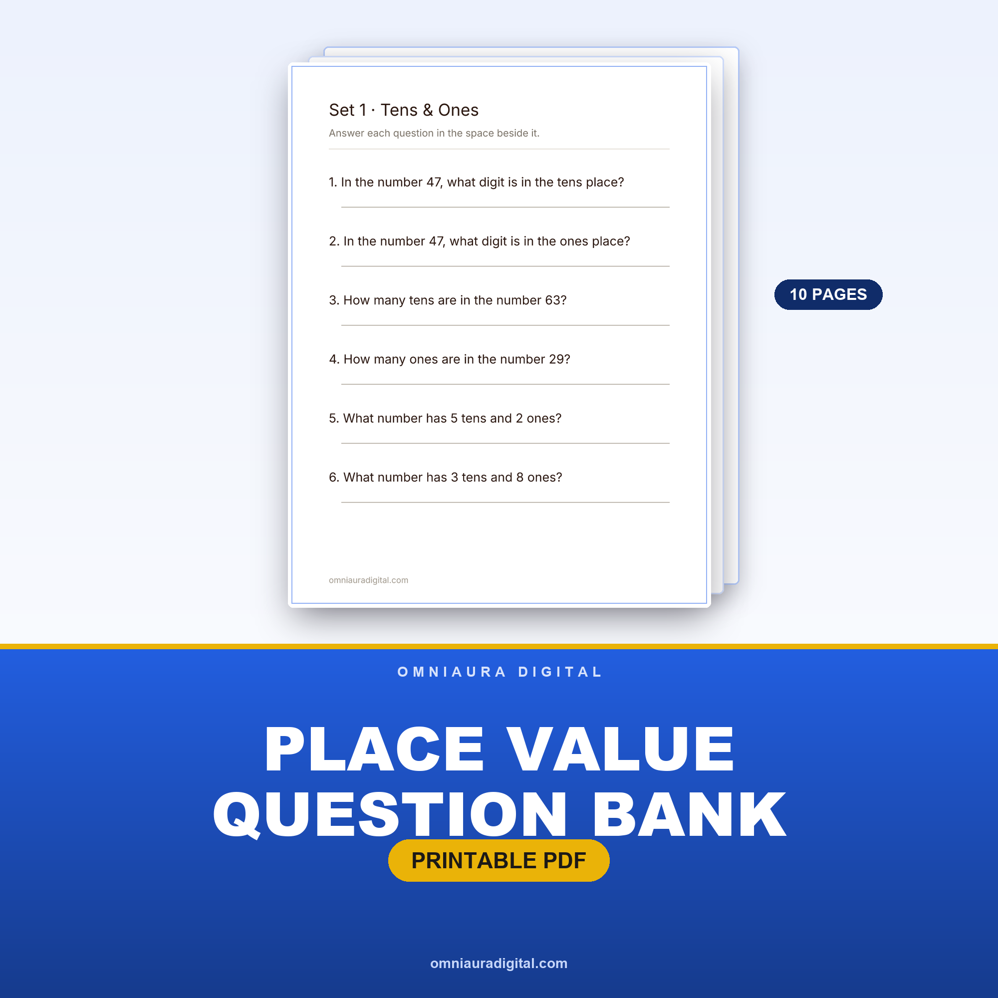 Place Value Question Bank — 60 Questions (Grades 1-4)