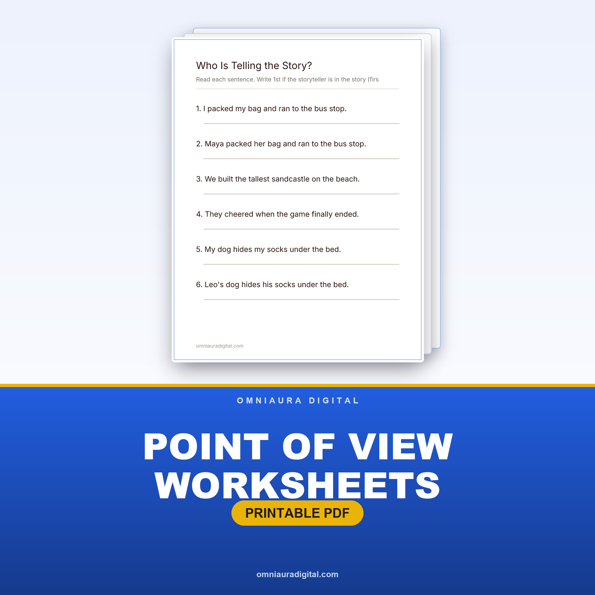 Point of View Worksheets — First and Third Person (Grades 2-3)