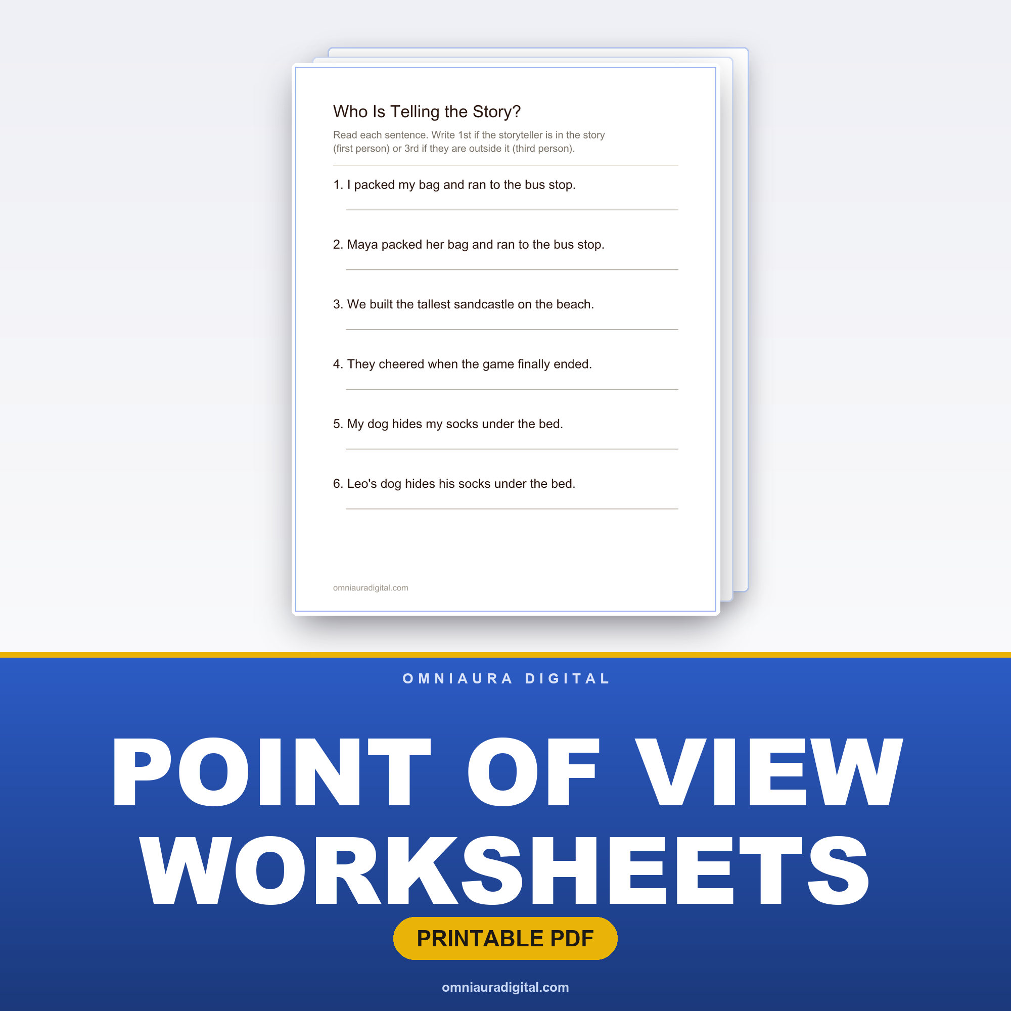 Point of View Worksheets — First and Third Person (Grades 2-3)