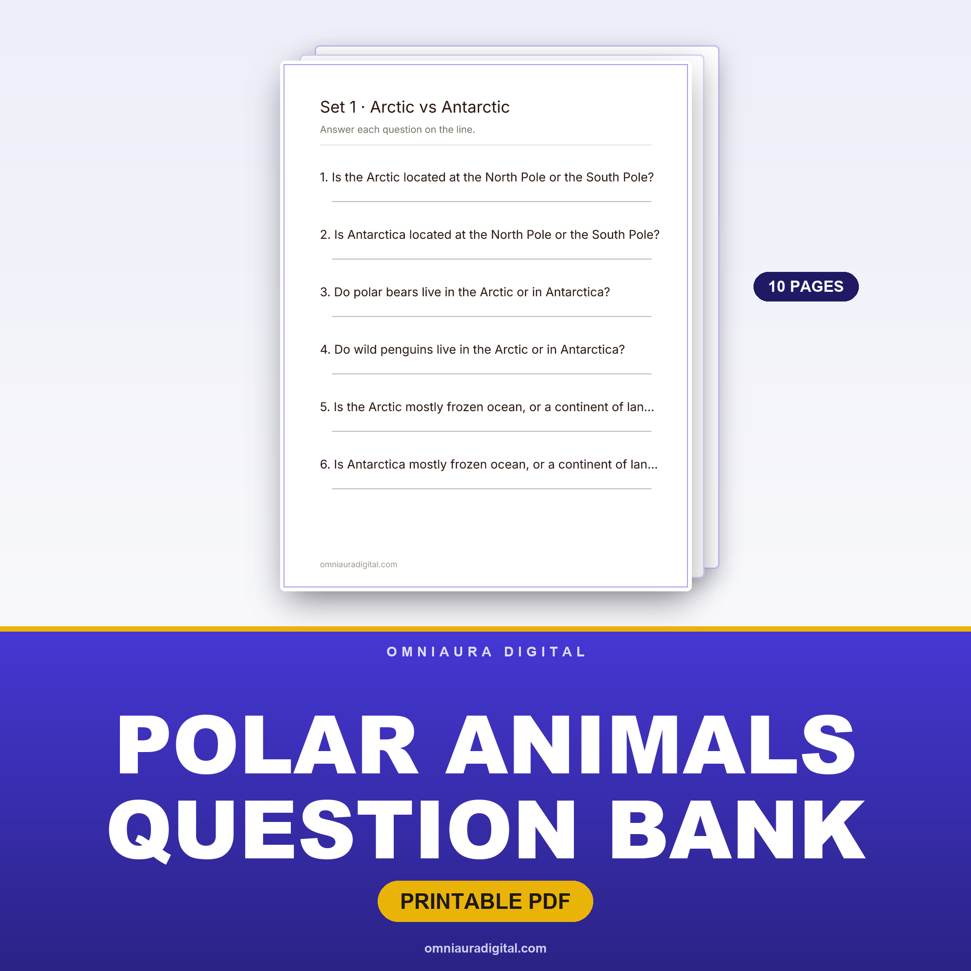 Polar Animals Question Bank — 60 Practice Questions (Grades 2-5)