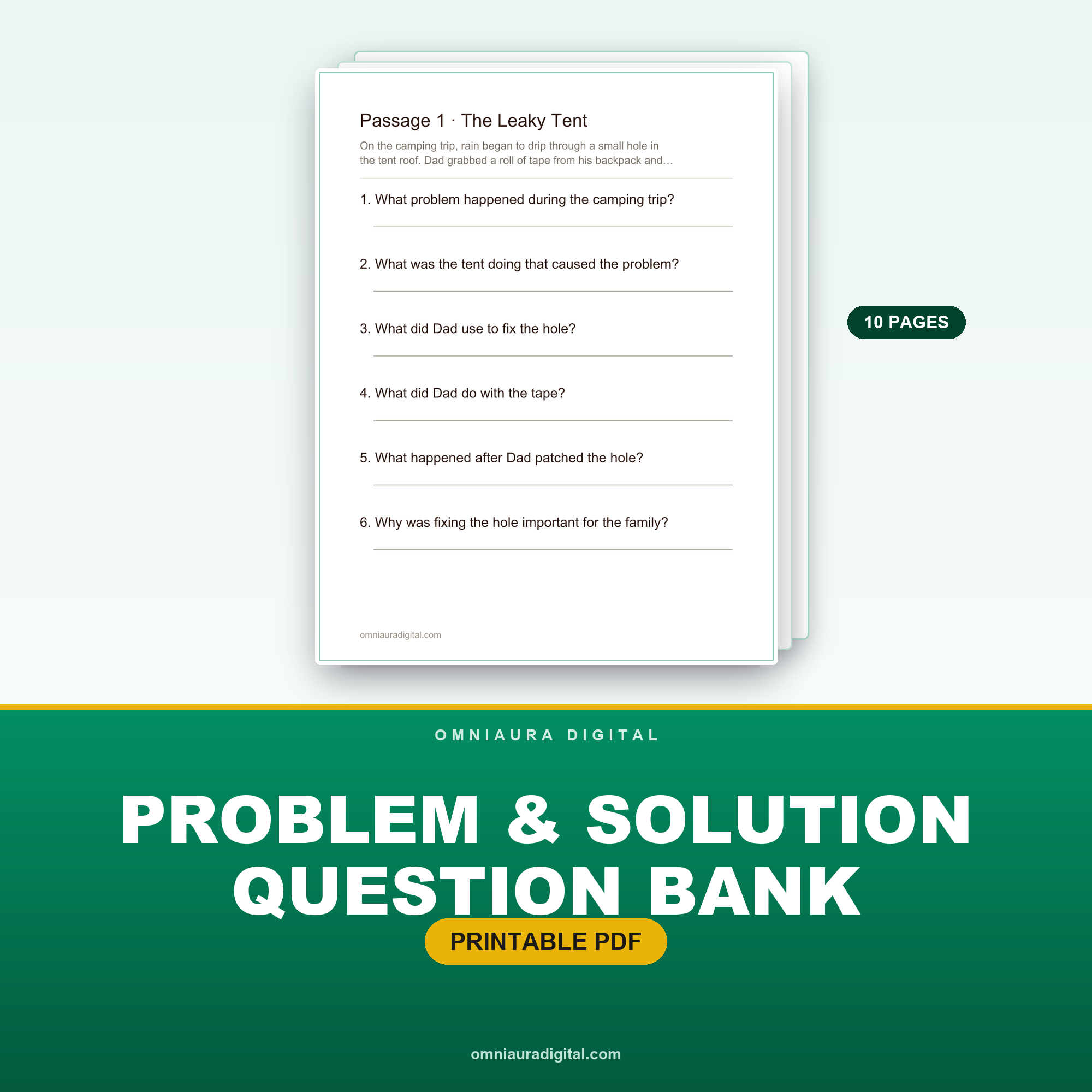 Problem & Solution Question Bank — 8 Passages, 48 Questions