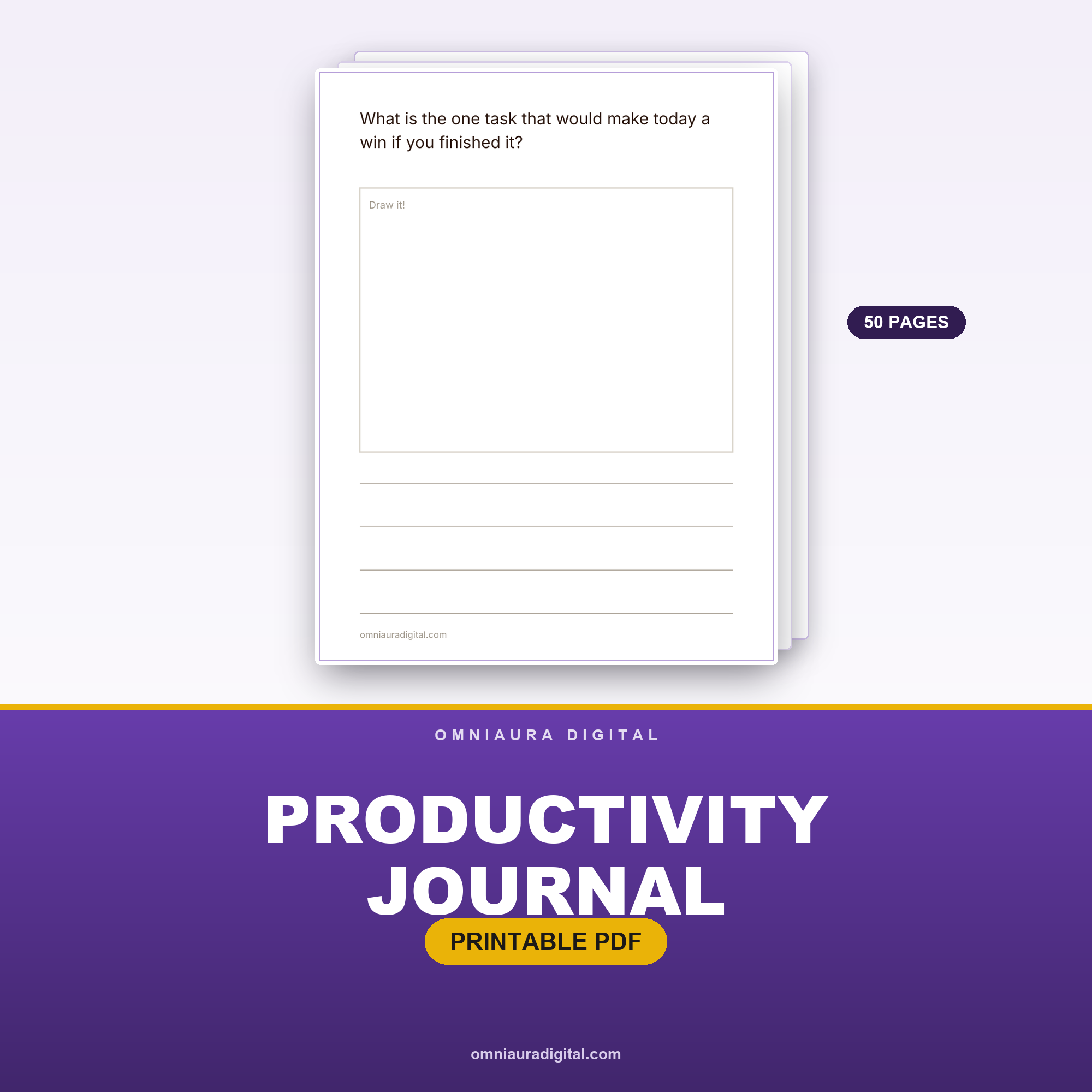 Productivity Journal — 50 Focus, Plan & Reflect Prompts