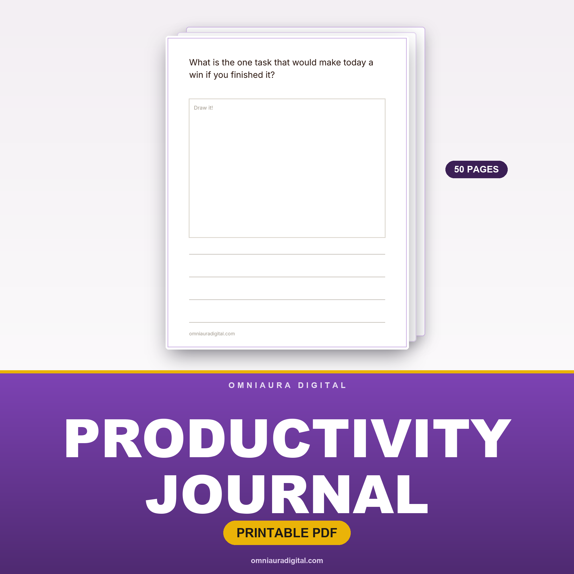 Productivity Journal — 50 Focus, Plan & Reflect Prompts