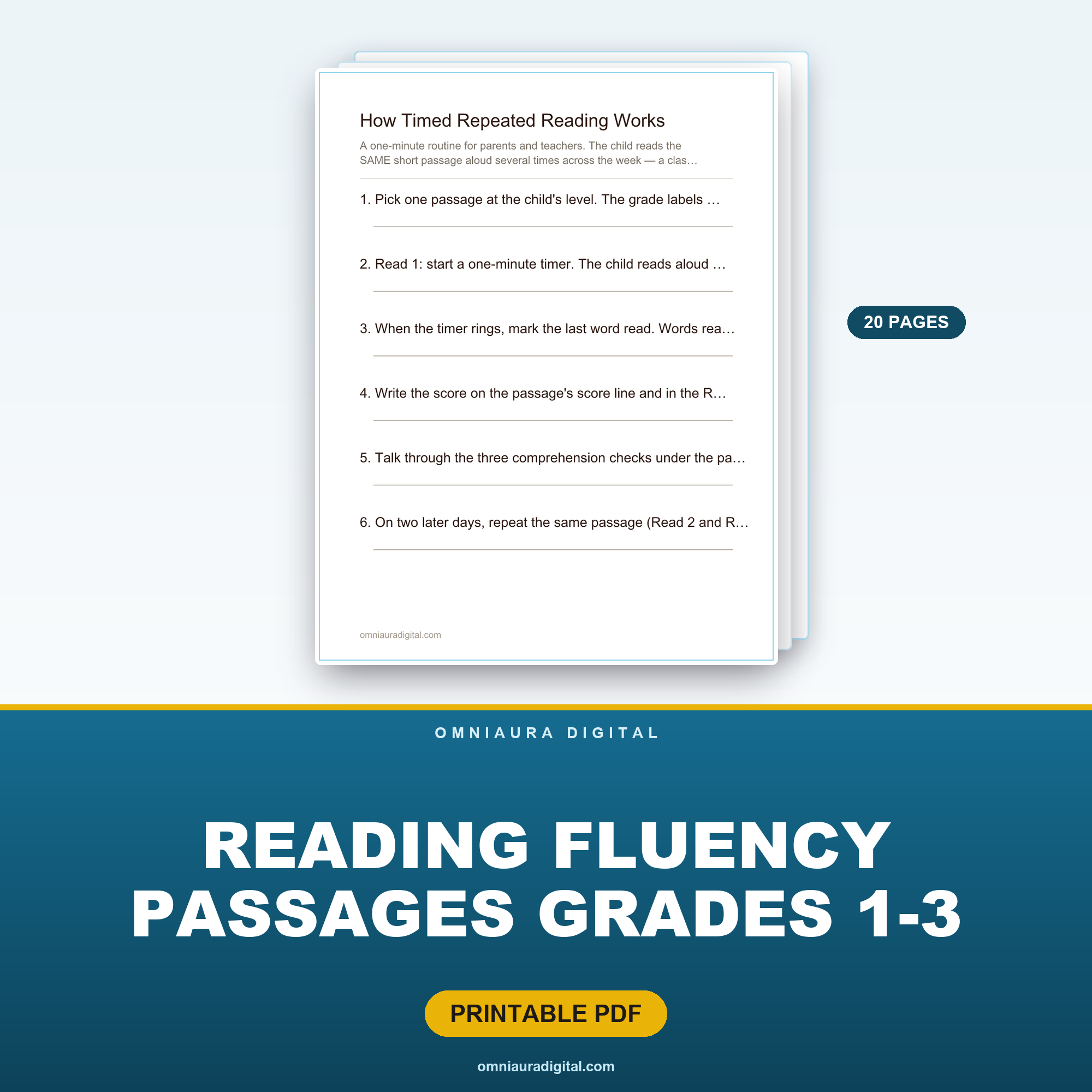 Reading Fluency Passages Grades 1-3 — Timed Reading + WCPM