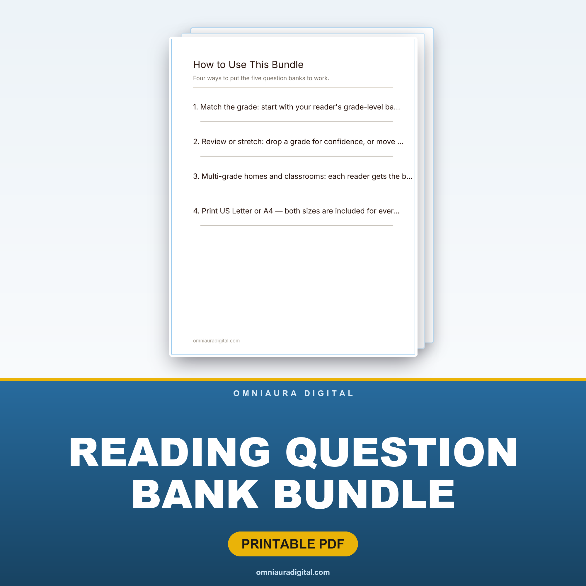 Reading Question Bank Bundle — Grades 1-5, 40 Passages, 240 Questions