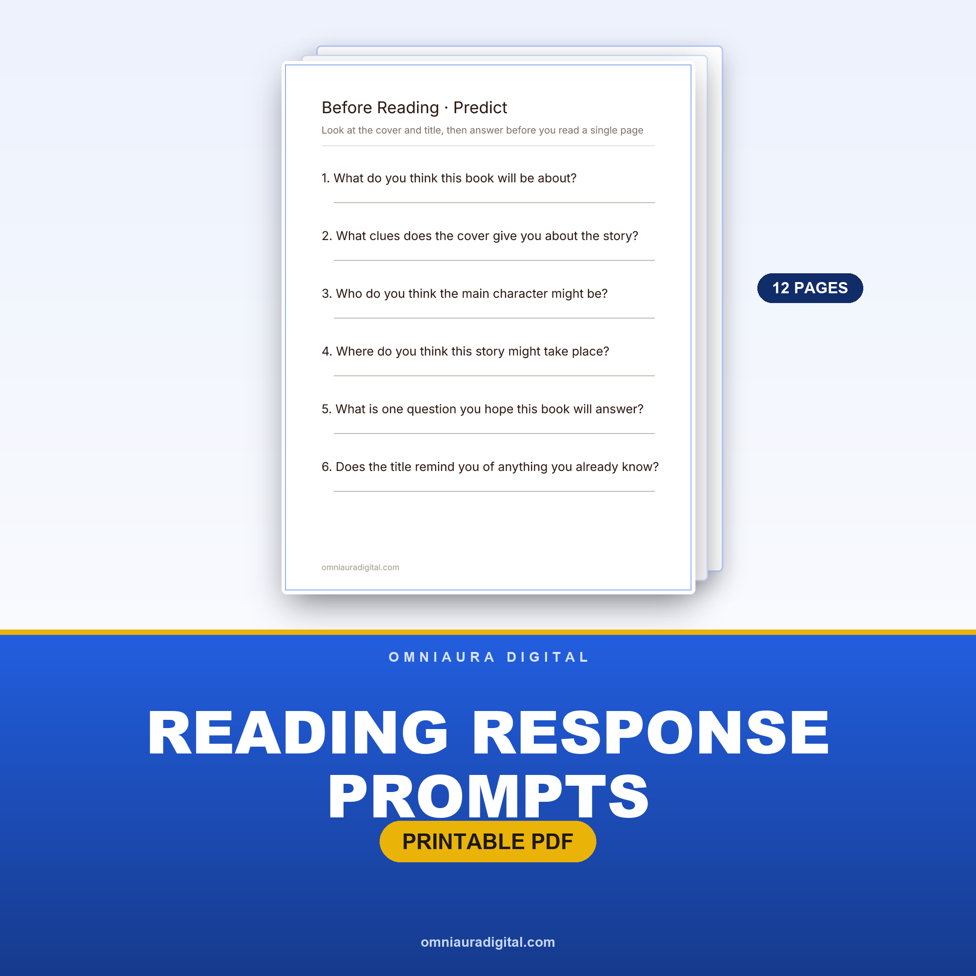 Reading Response Prompts — 96 Questions for Any Book (K-5)