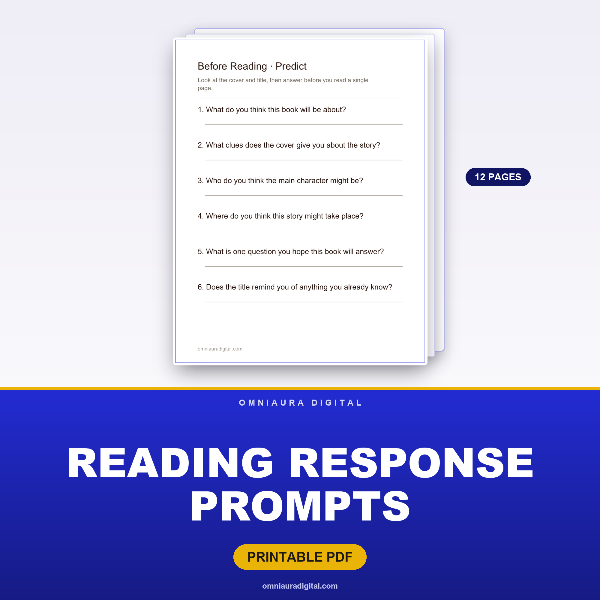 Reading Response Prompts — 96 Questions for Any Book (K-5)