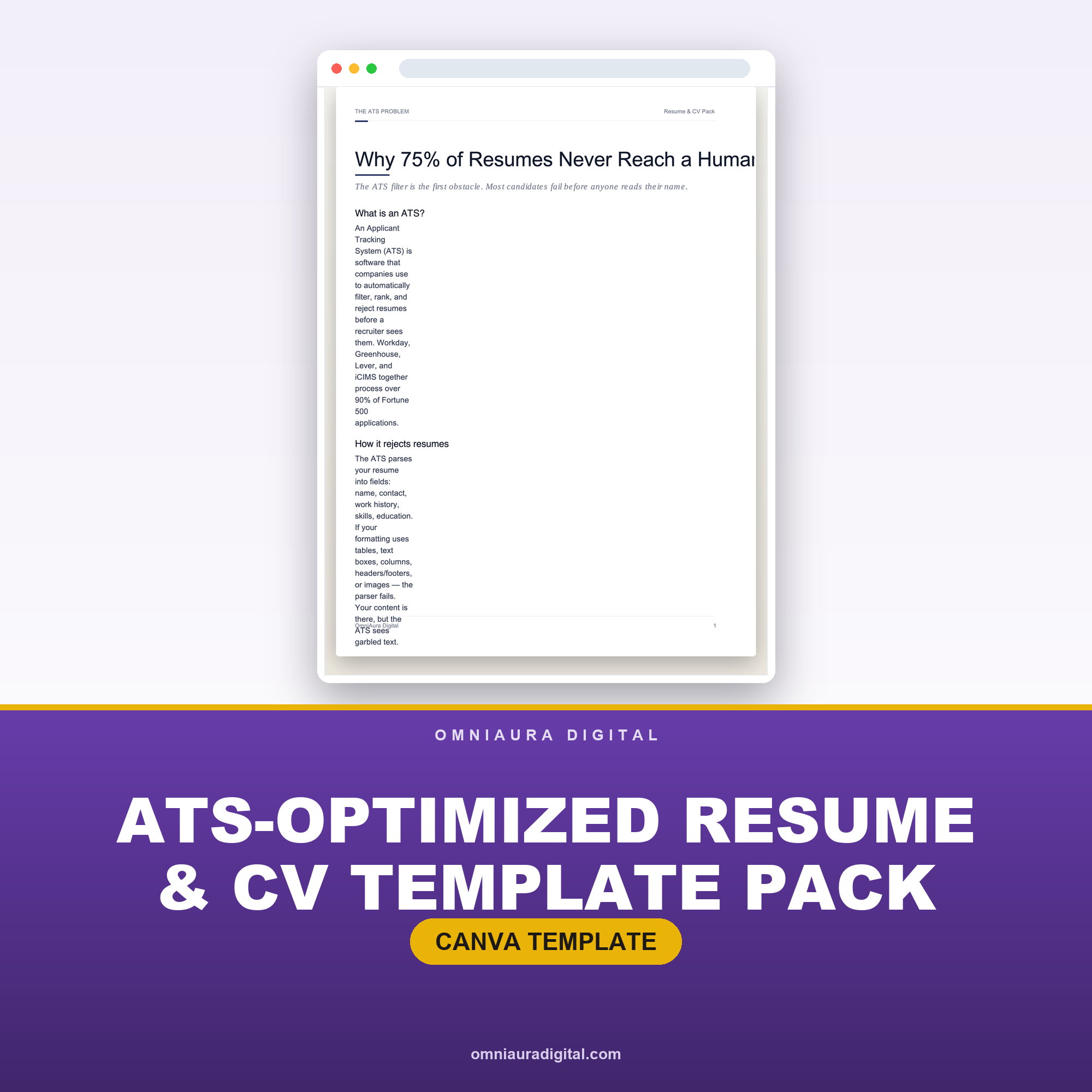 ATS-Optimized Resume & CV Template Pack