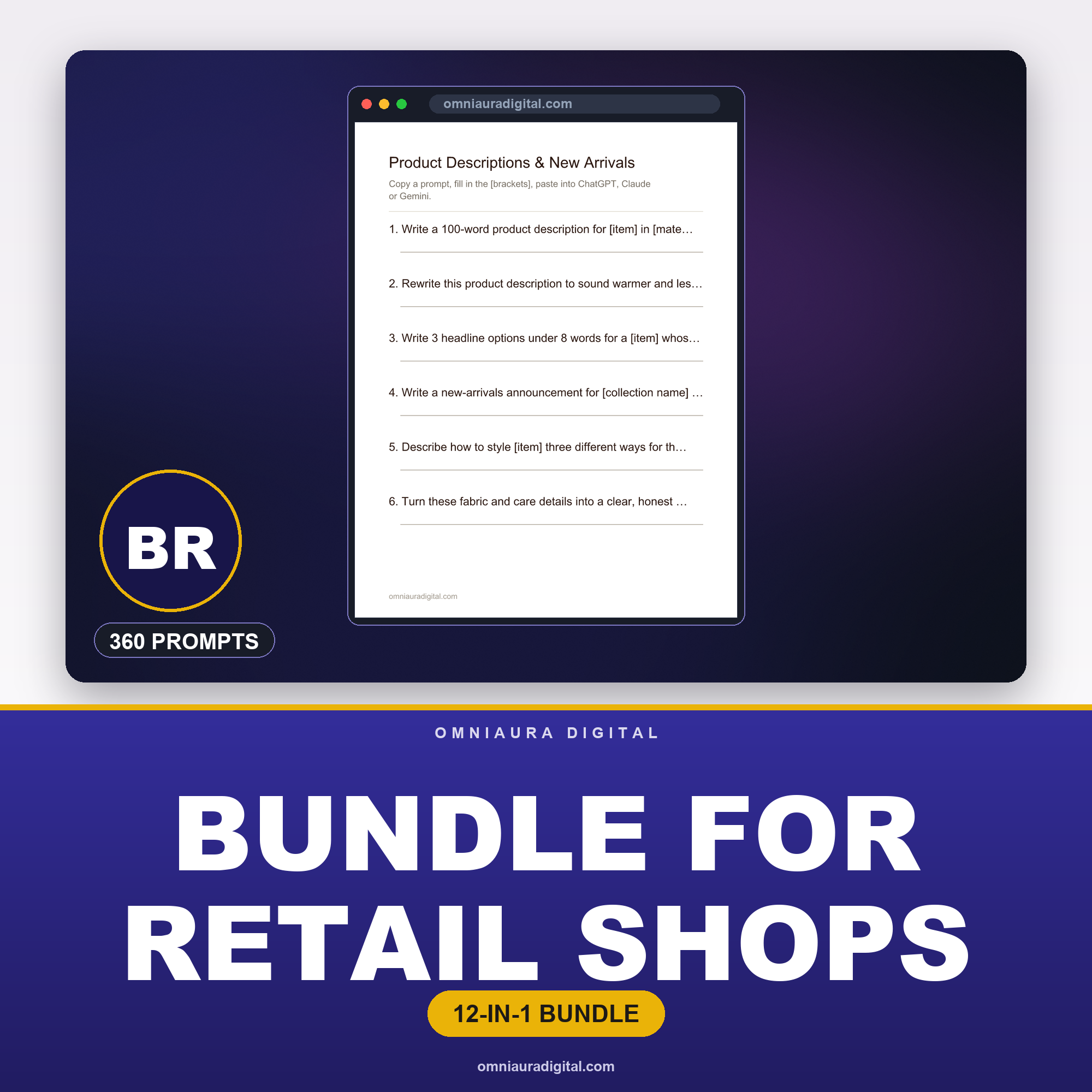 AI Prompt Pack Bundle for Retail Shops — 12 Packs, 360 Prompts