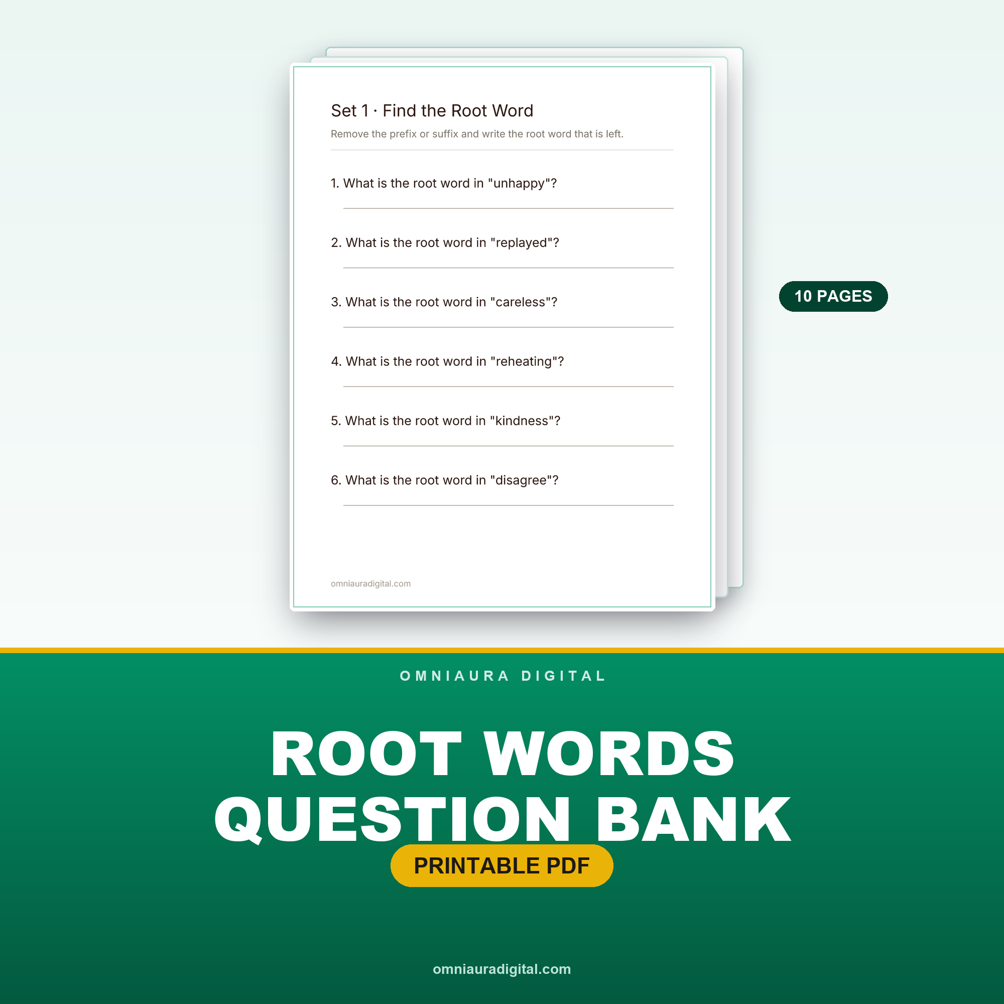 Root Words Question Bank — 60 Questions (Grades 3-5)