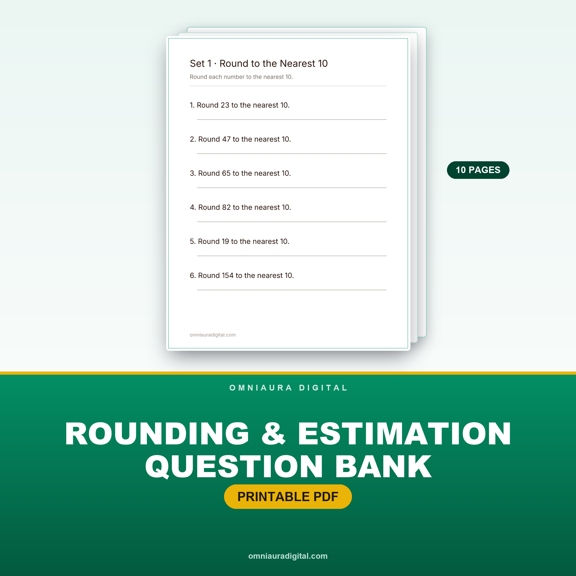 Rounding & Estimation Question Bank — 60 Questions (Grades 3-5)