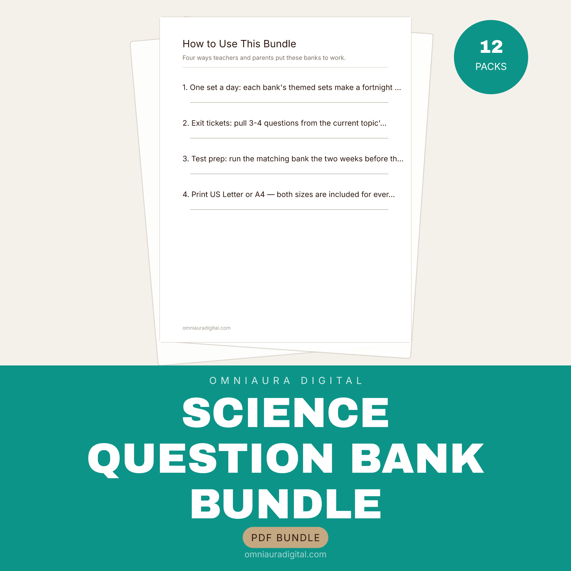 Science Question Bank Bundle — 12 Topics, 720 Questions (Grades 2-7)