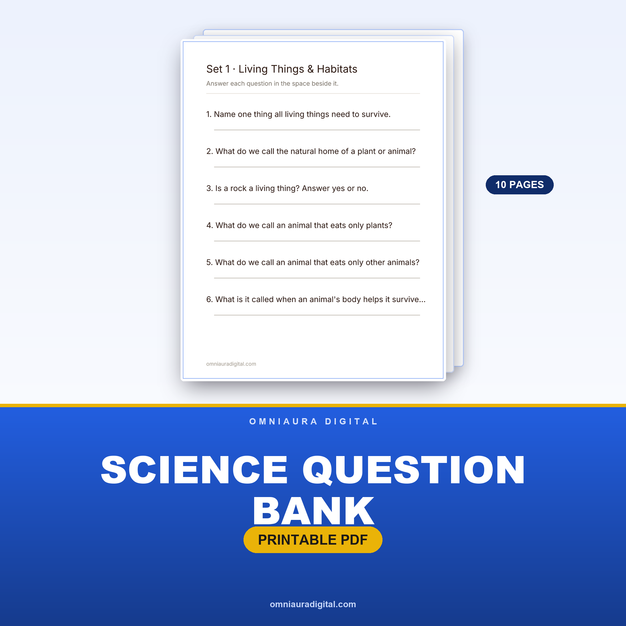 Science Question Bank — 60 Questions (Grades 3-5)