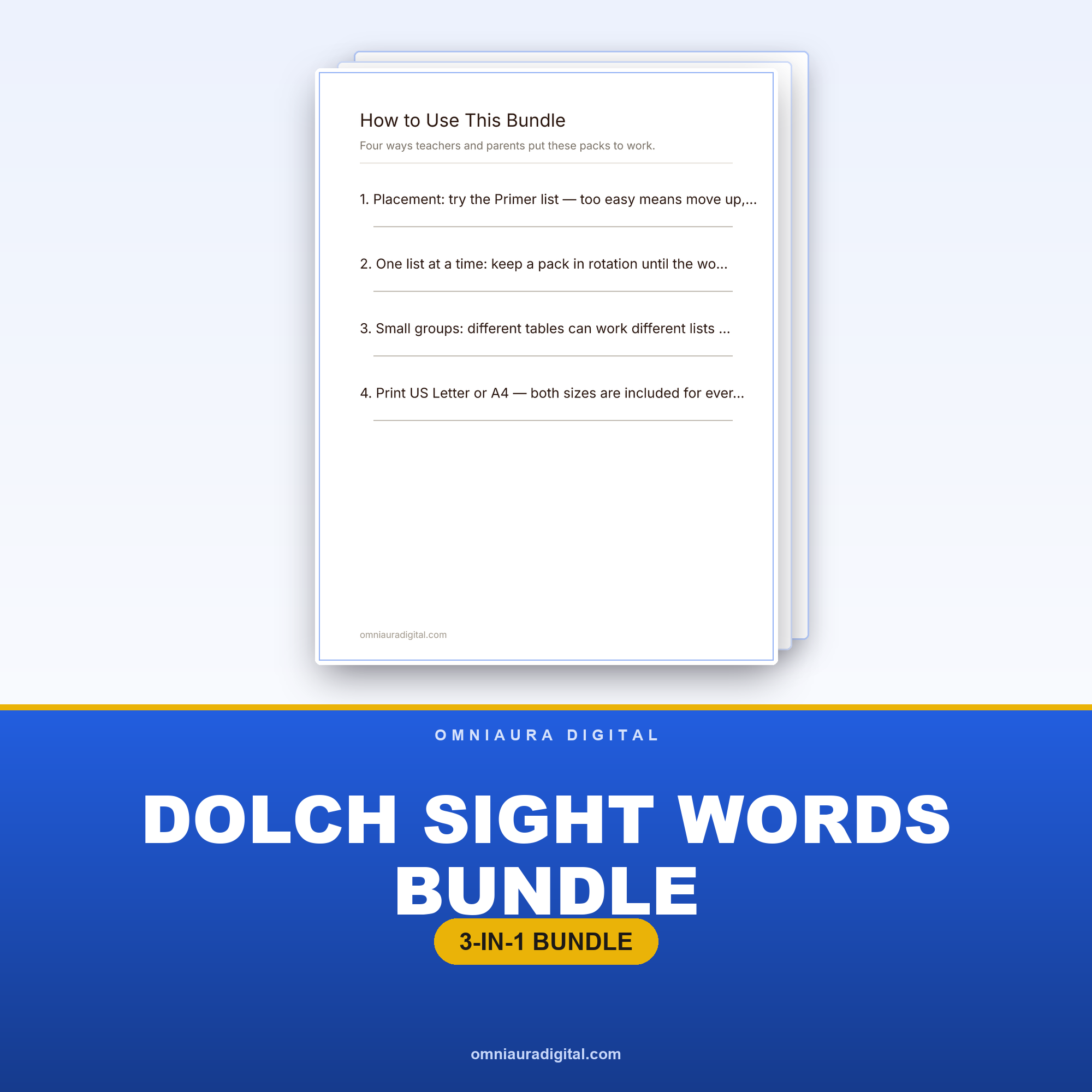 Dolch Sight Words Bundle — All 5 Lists (Pre-Primer to Grade 3)