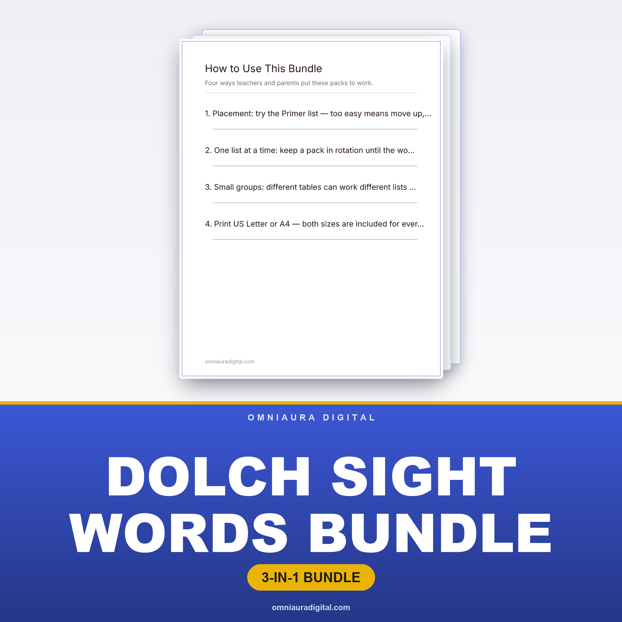 Dolch Sight Words Bundle — All 5 Lists (Pre-Primer to Grade 3)
